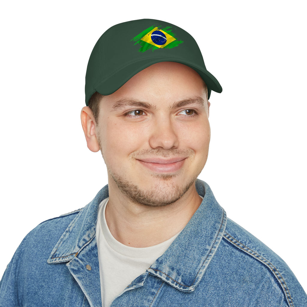 Brazil Flag Baseball Cap — Distressed Brushstroke Brazilian Flag Hat