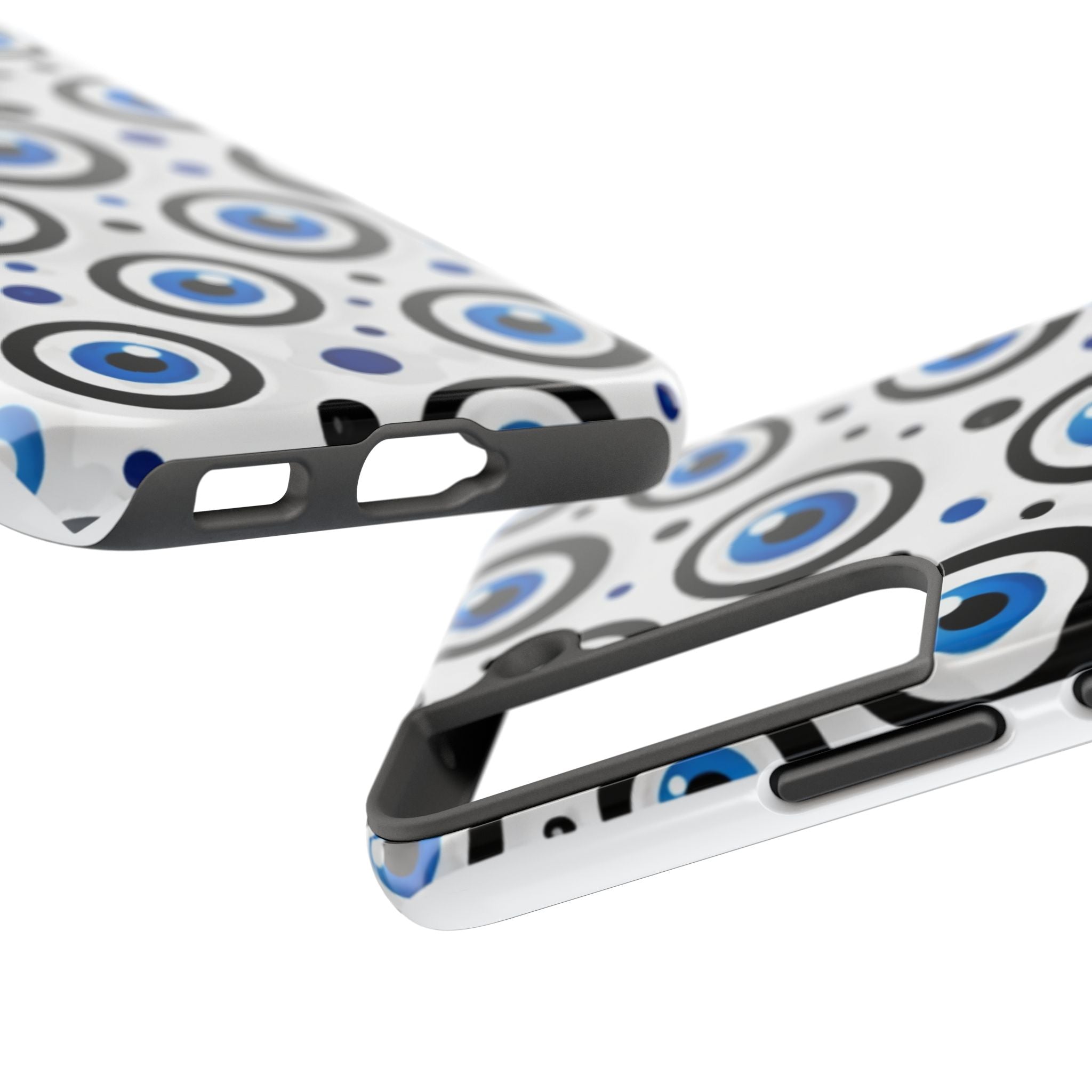 Blue Evil Eye Pattern Tough Phone Case — Protective Ceramic Nazar Design