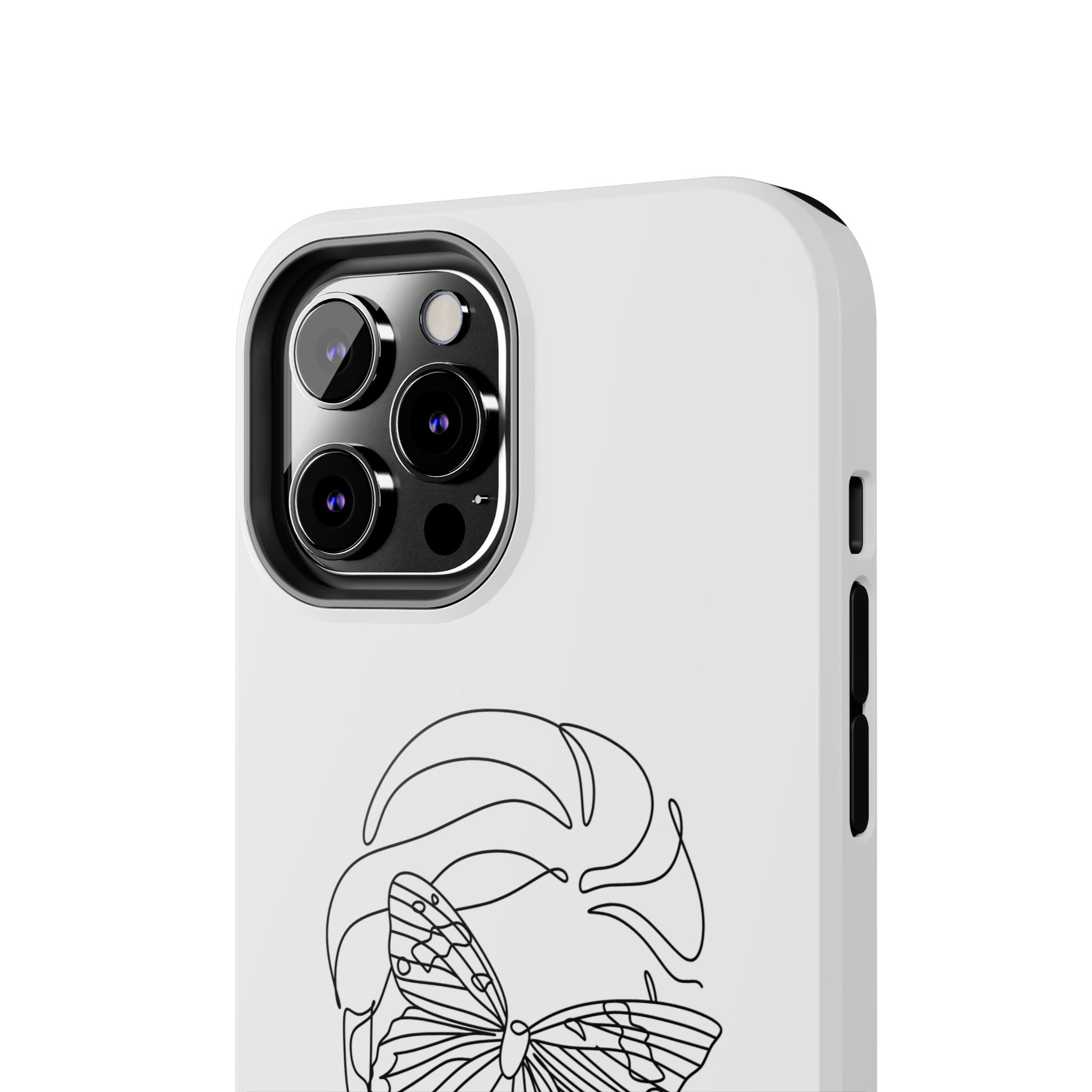 Butterfly Line Art Tough Phone Case — Minimalist Woman Face Design