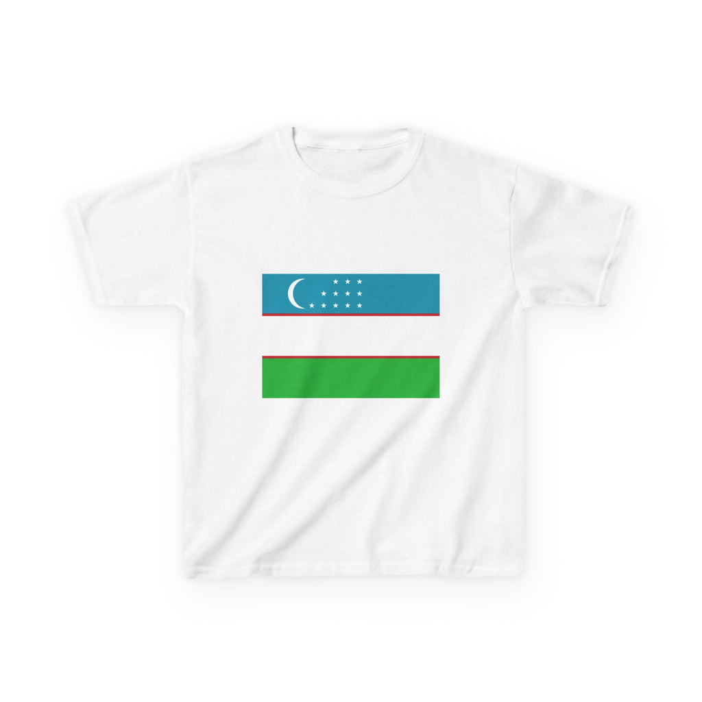 Uzbekistan Kids Tee — Uzbekistan Flag & Trophy Football Cup Shirt