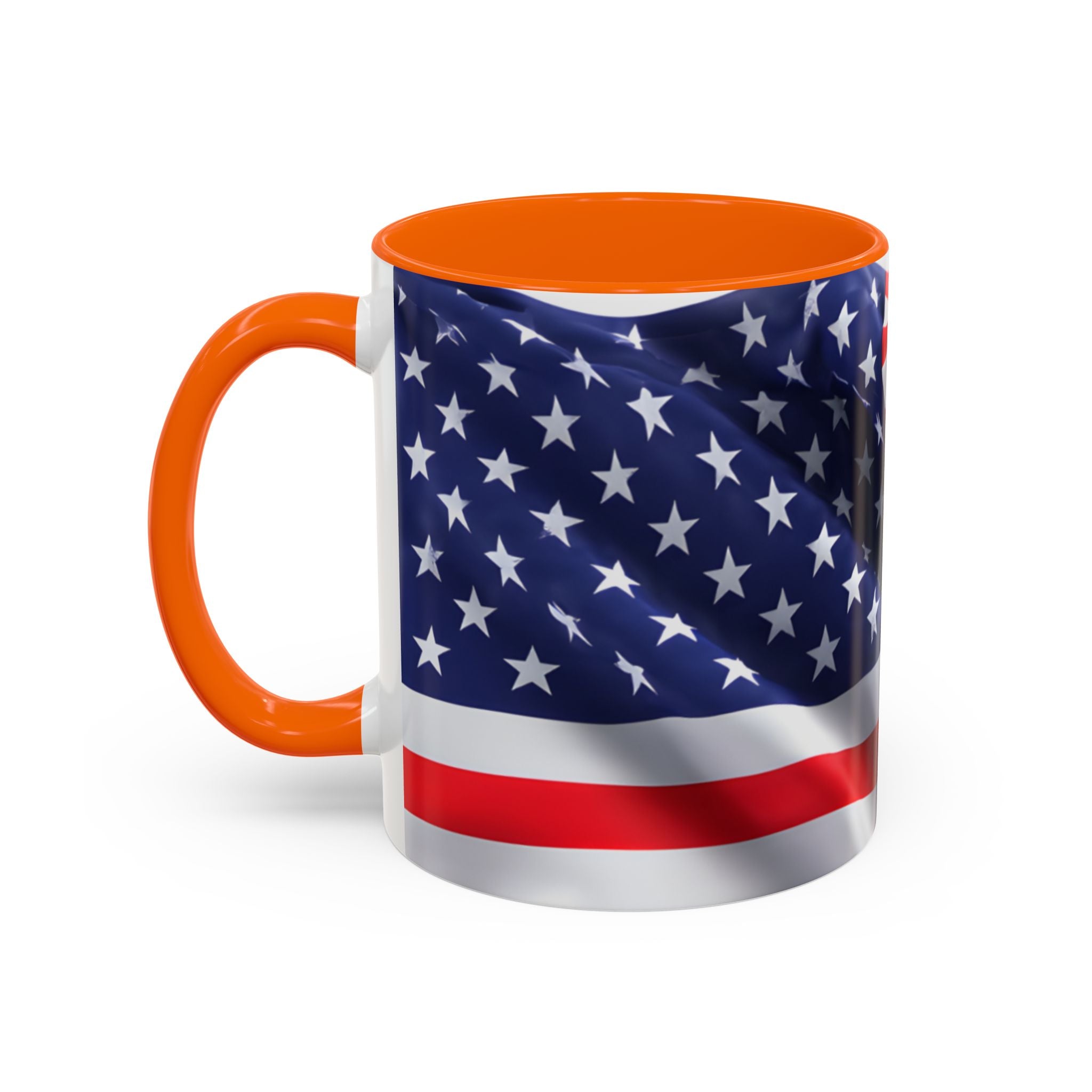 American Flag Accent Coffee Mug — Patriotic USA Stars & Stripes Ceramic Mug (11/15oz)