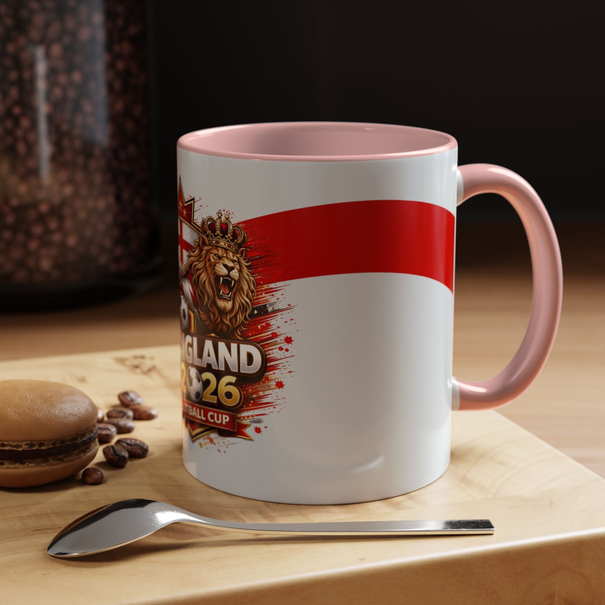 England 2026 Football Cup Accent Mug — Lion & St. George Soccer Coffee Cup (11/15oz)