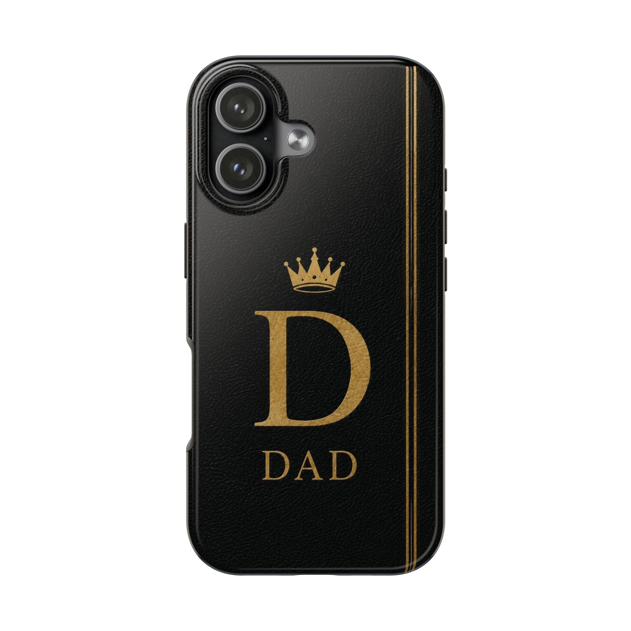 Dad Monogram Tough Phone Case — Black Gold Crown Initial