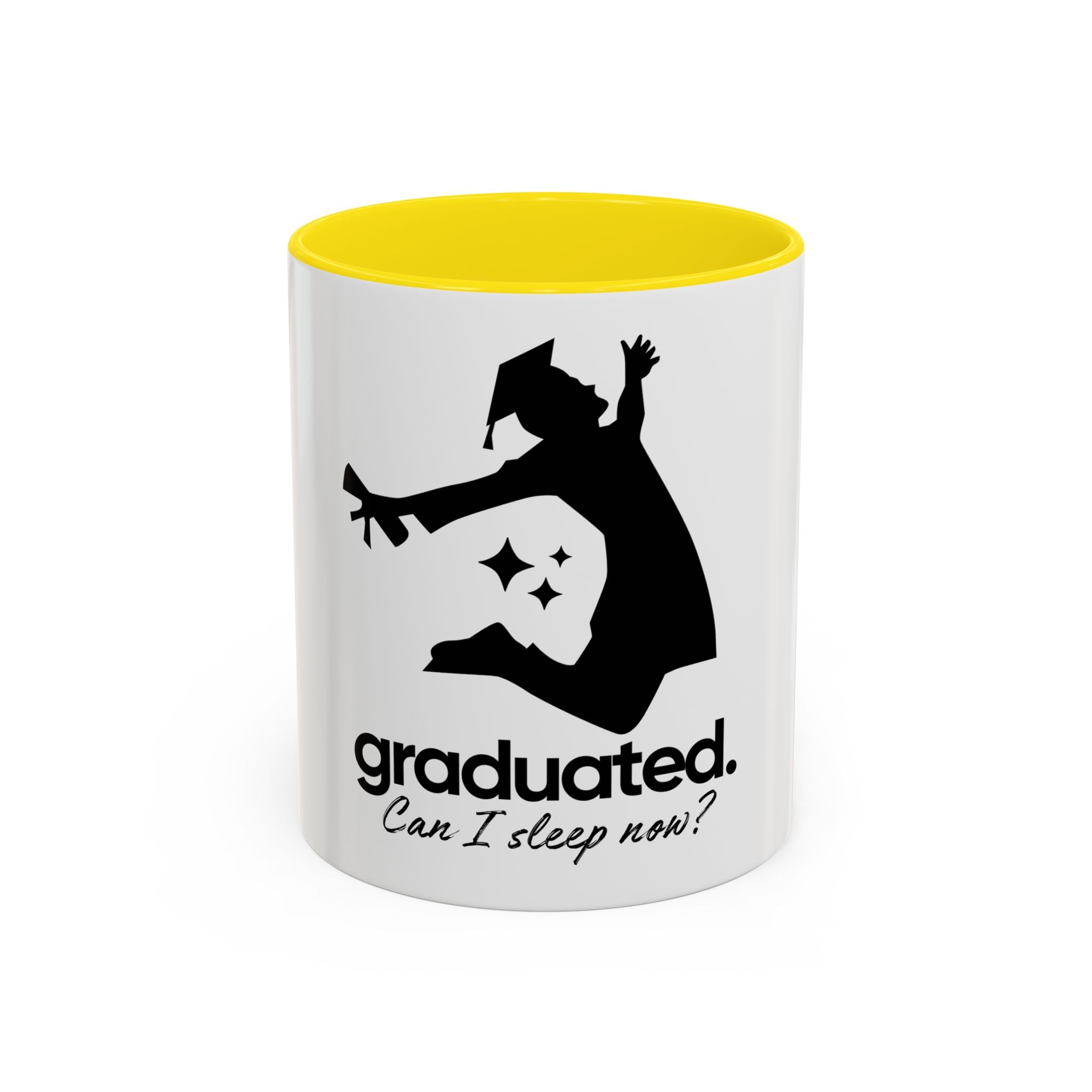 Graduation Coffee Mug — "graduated. Can I sleep now?" Accent Mug