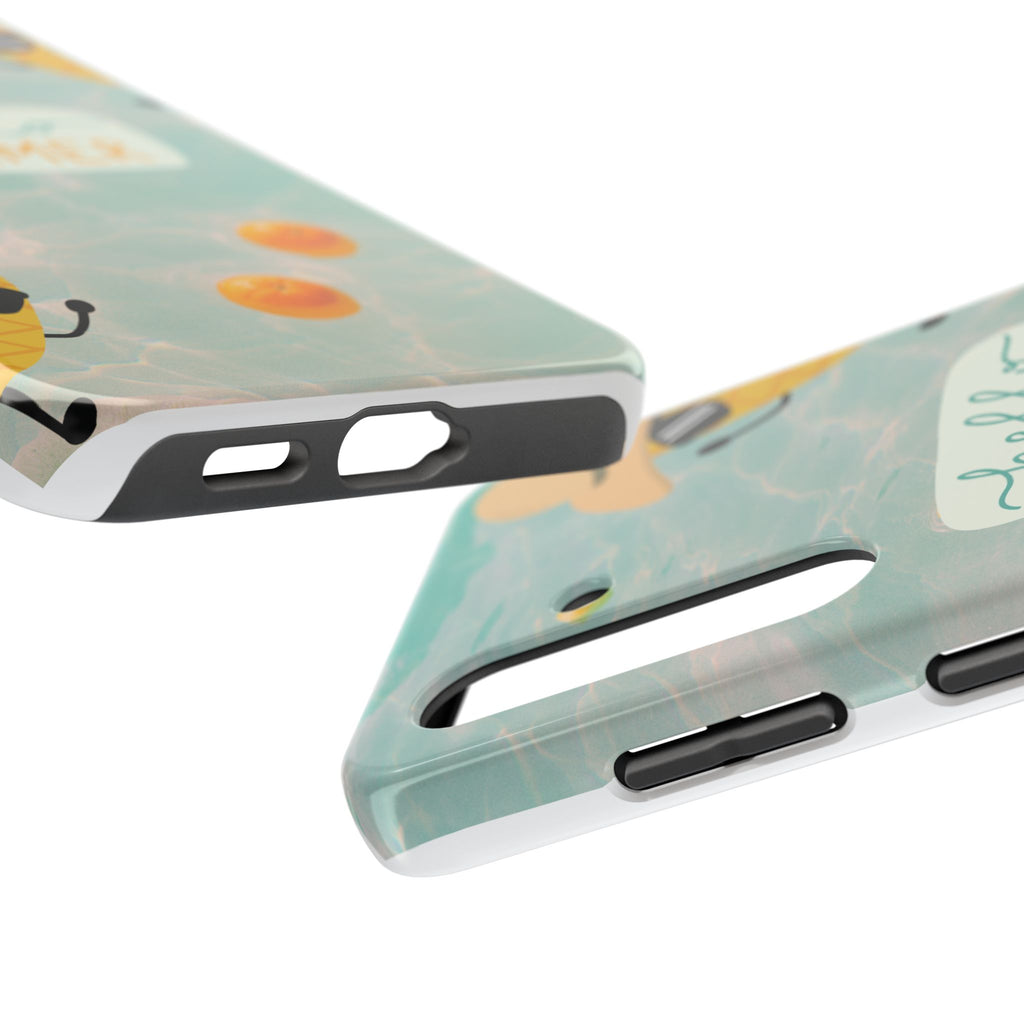 Hello Summer Tough Phone Case - Cute Pineapple & Oranges Beach Design