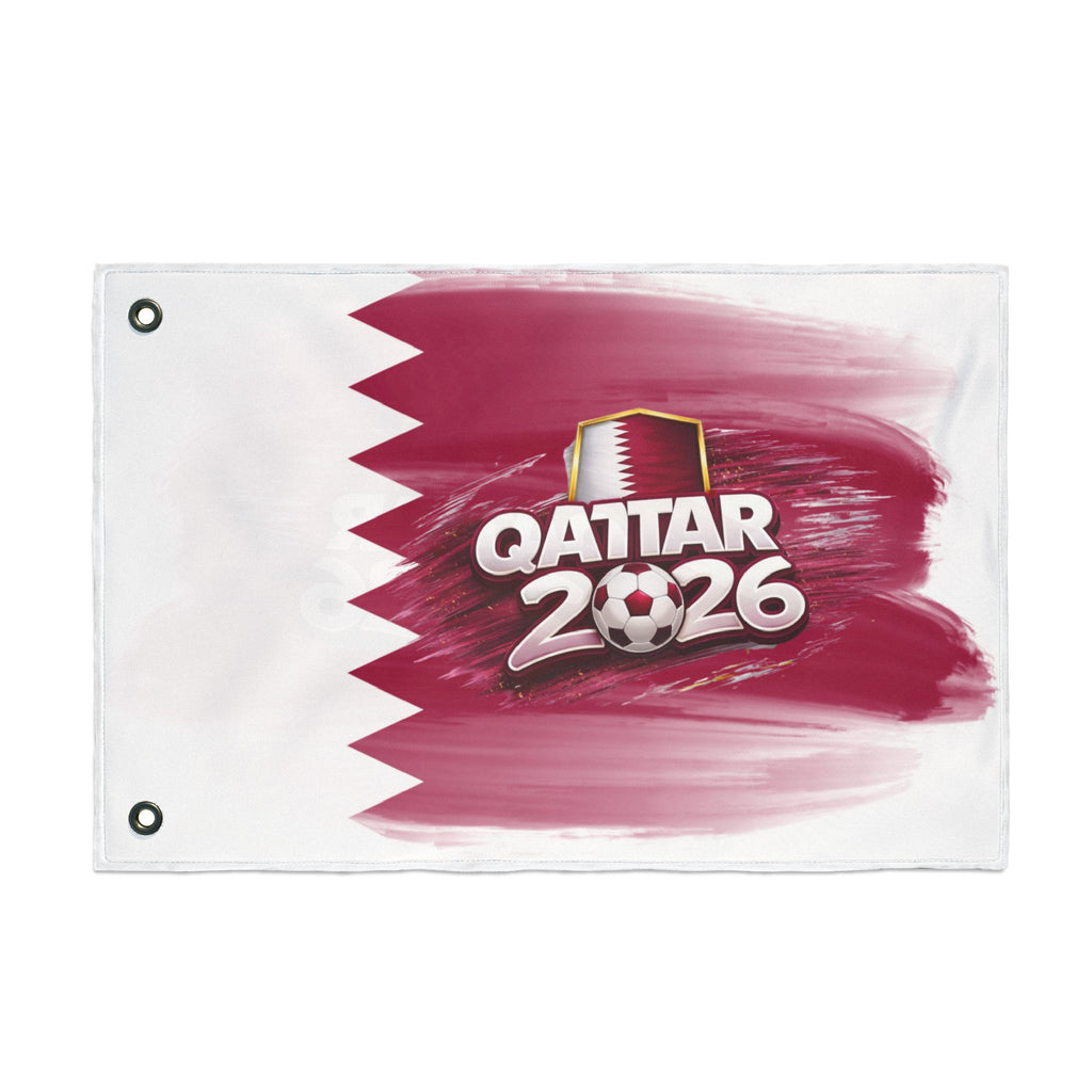 Qatar 2026 Soccer Flag — Double-Sided Football Fan Banner