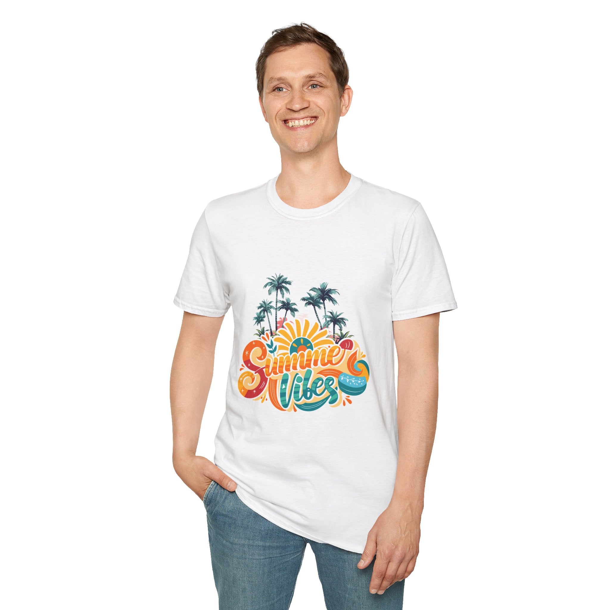 Summer Vibes T-Shirt — Retro Beach Palm Tree Graphic