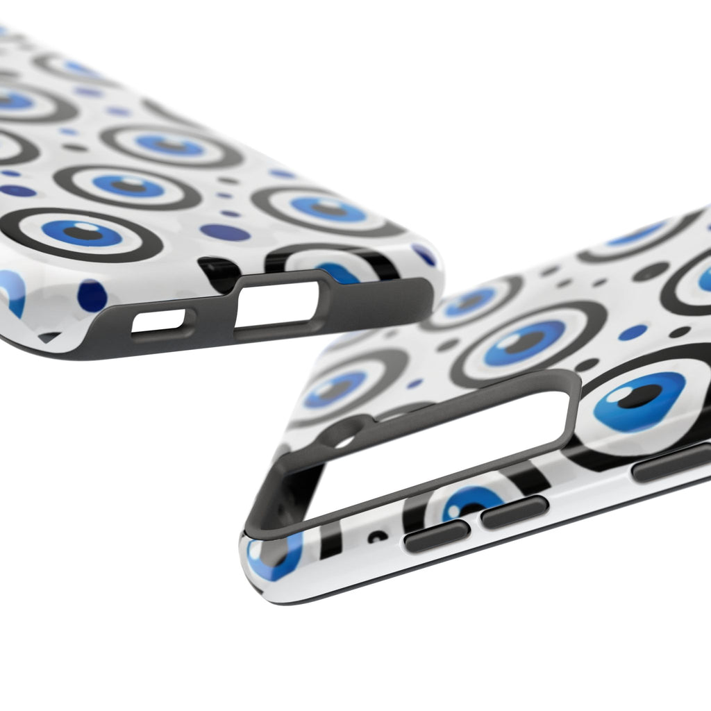 Blue Evil Eye Pattern Tough Phone Case — Protective Ceramic Nazar Design