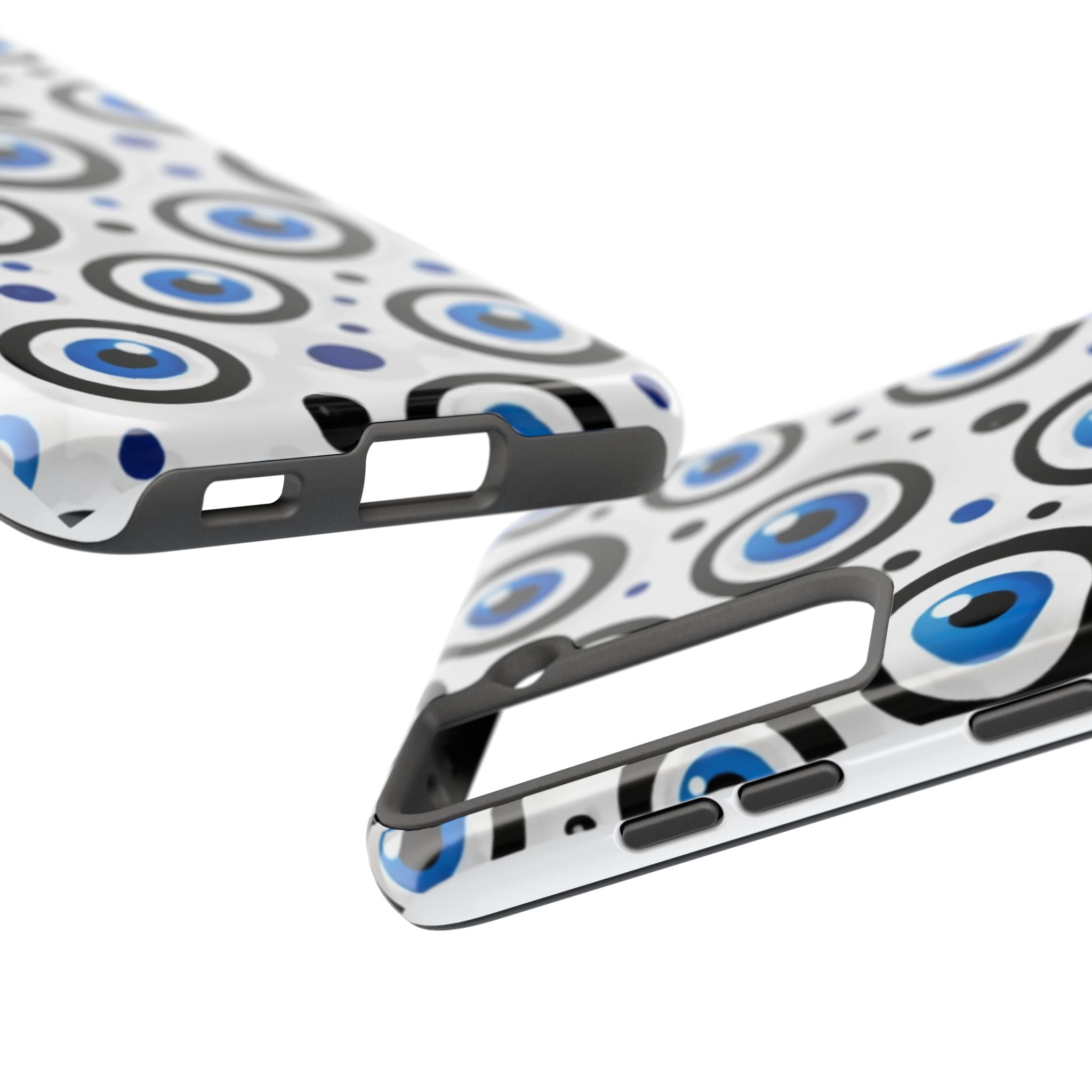 Blue Evil Eye Pattern Tough Phone Case — Protective Ceramic Nazar Design