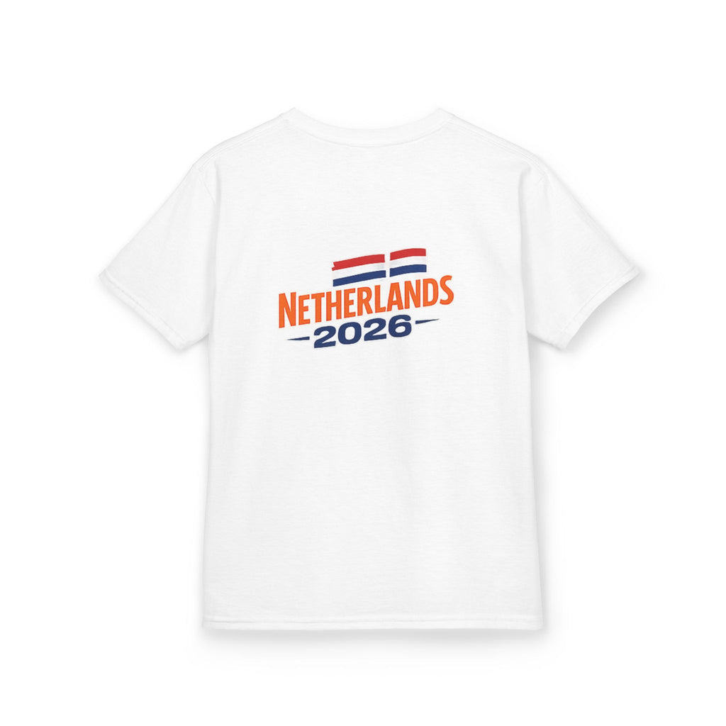 Netherlands 2026 Kids T-Shirt – Dutch Flag Brushstroke Soccer Supporter Tee