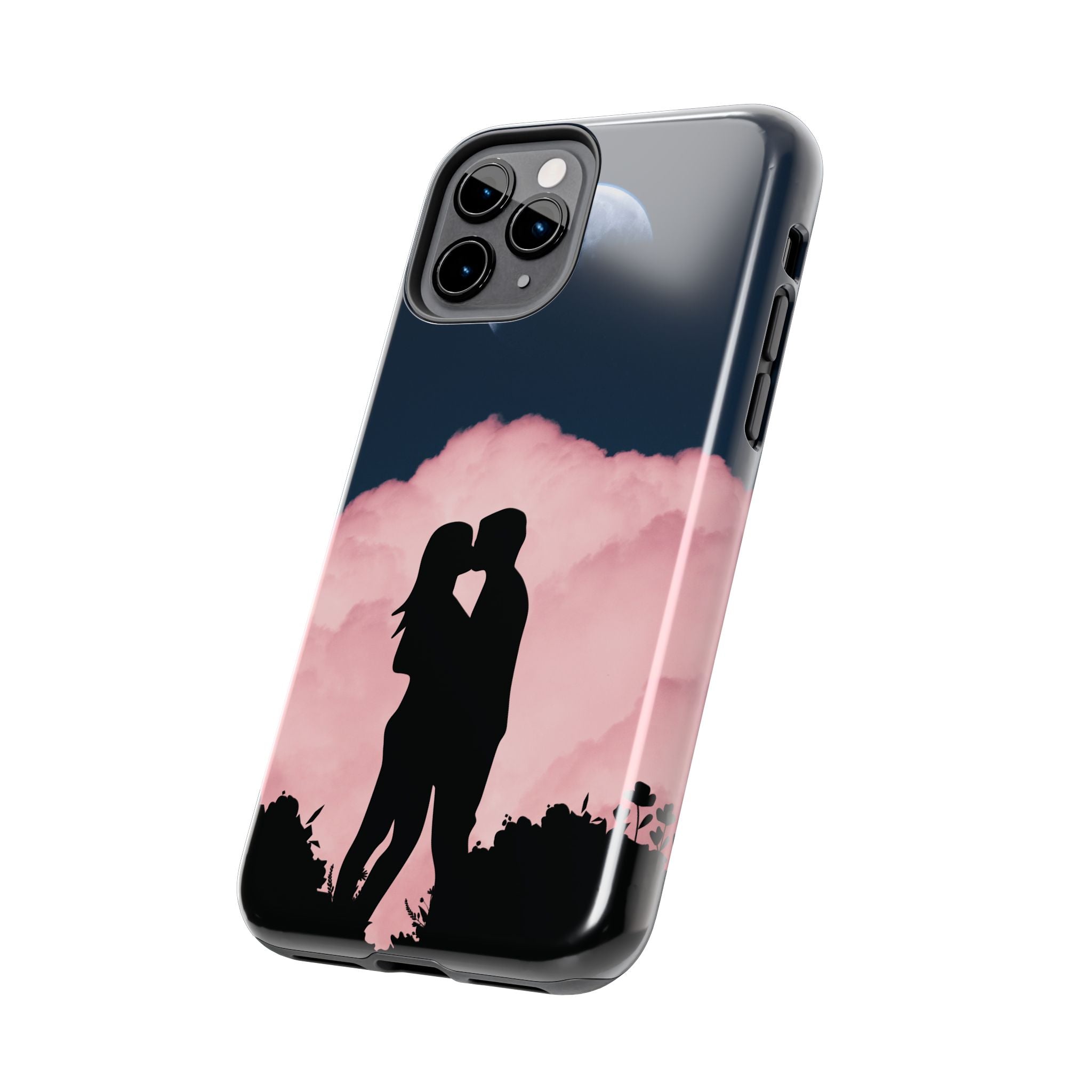 Tough Phone Case — Romantic Couple Silhouette with Moon & Pink Cloud