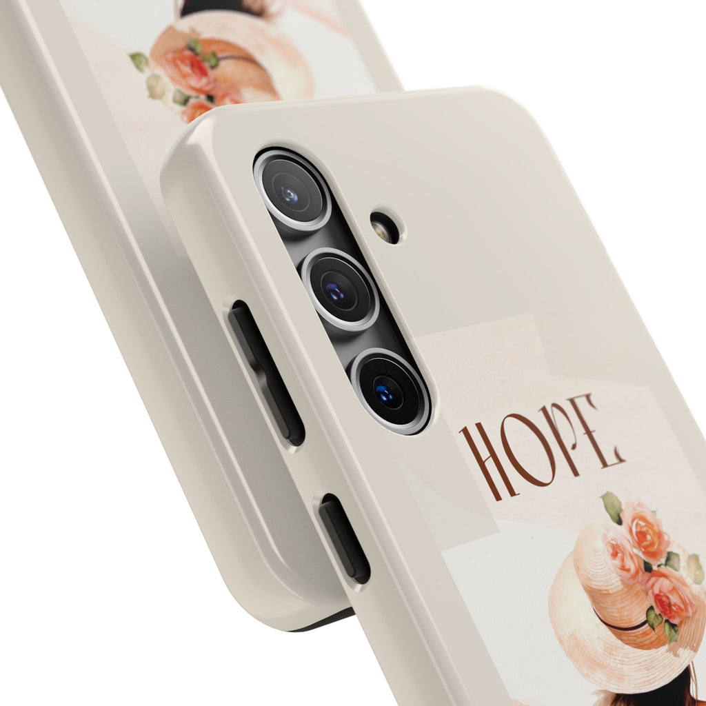 Hope Floral Tough Phone Case — Protective iPhone Case with Watercolor Girl & Flowers