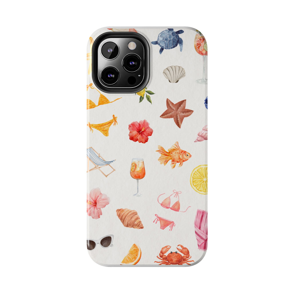 Summer Seashells Pattern Tough Phone Case — Beach Vacation Phone Cover