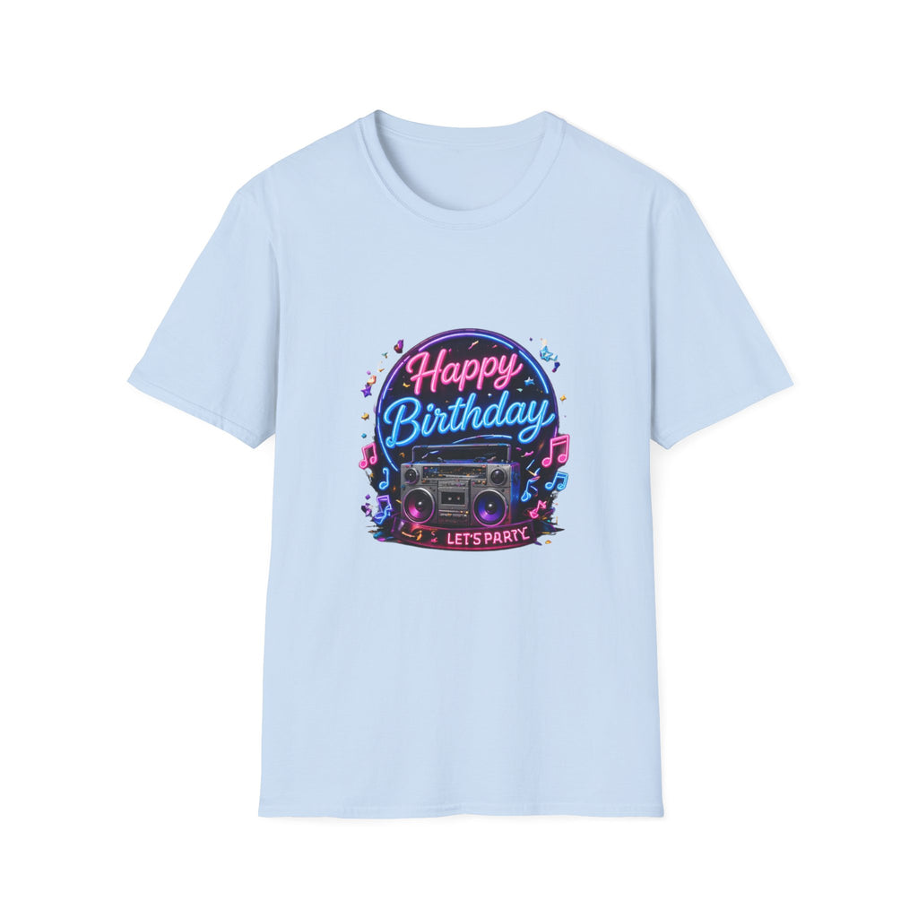 Birthday Boombox T-Shirt — "Happy Birthday" Retro Party Tee