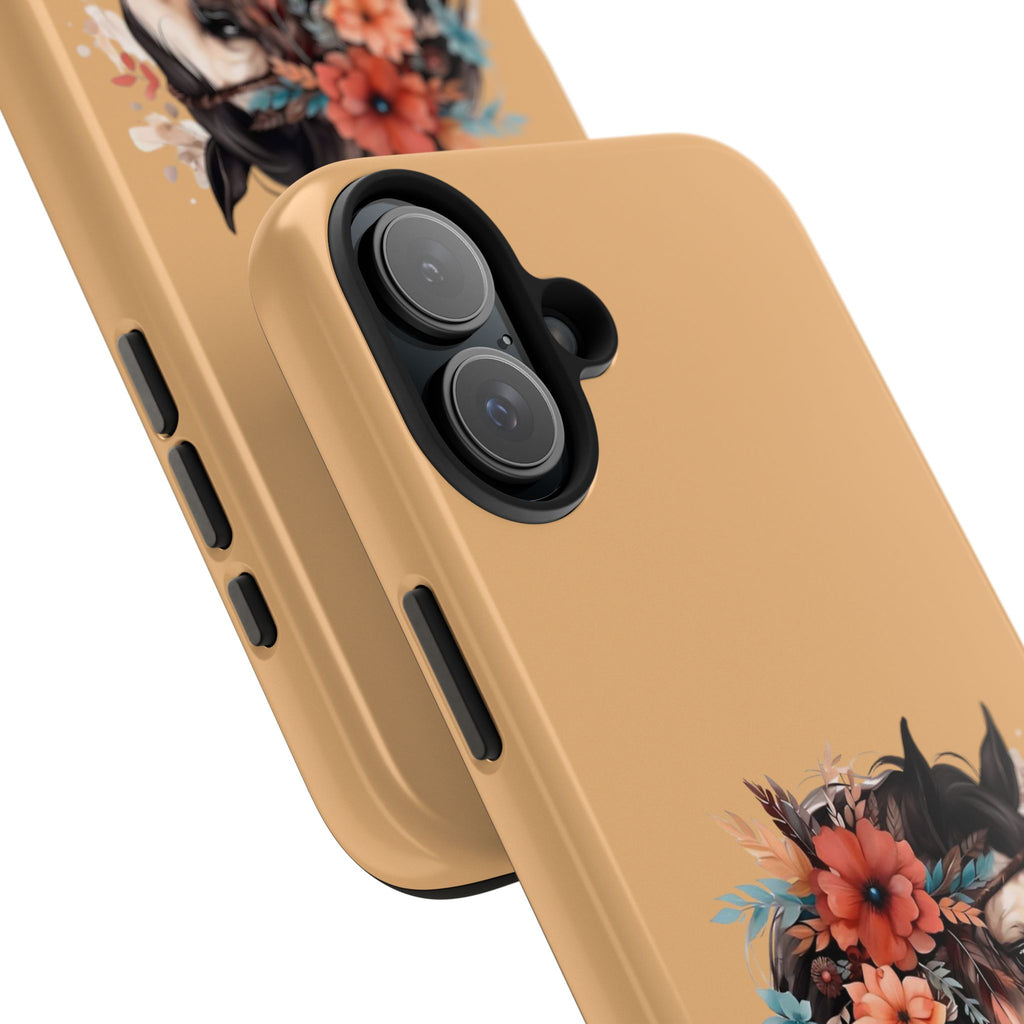 Horse Floral Tough Phone Case — Protective iPhone Cover with Boho Horse Head Design