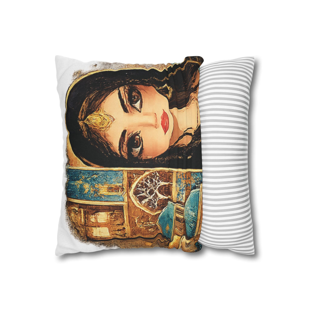 Princess Portrait Throw Pillowcase — Middle Eastern Art Decorative Pillow