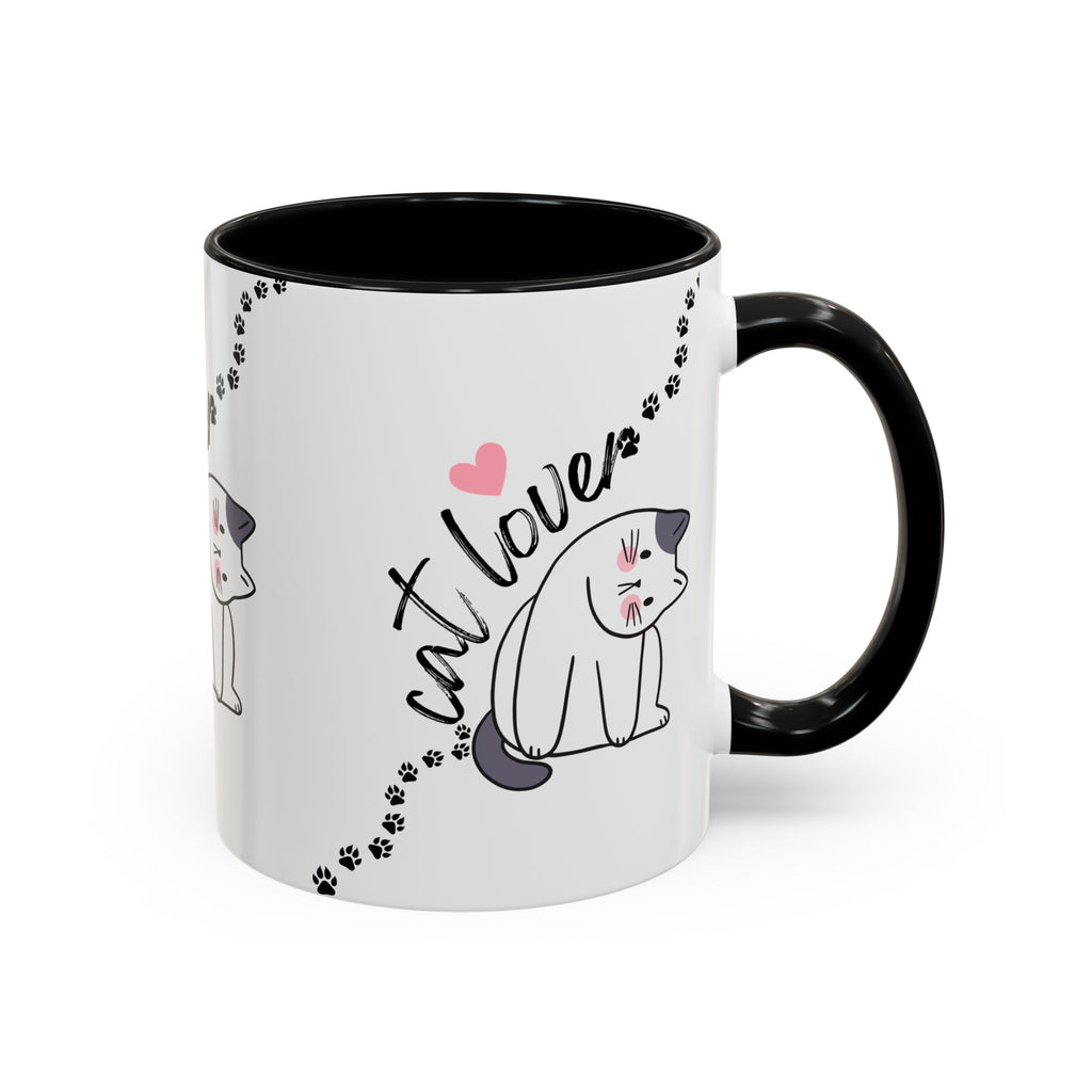 Cat Lover Coffee Mug — Cute Paw Print Accent Mug (11/15oz)