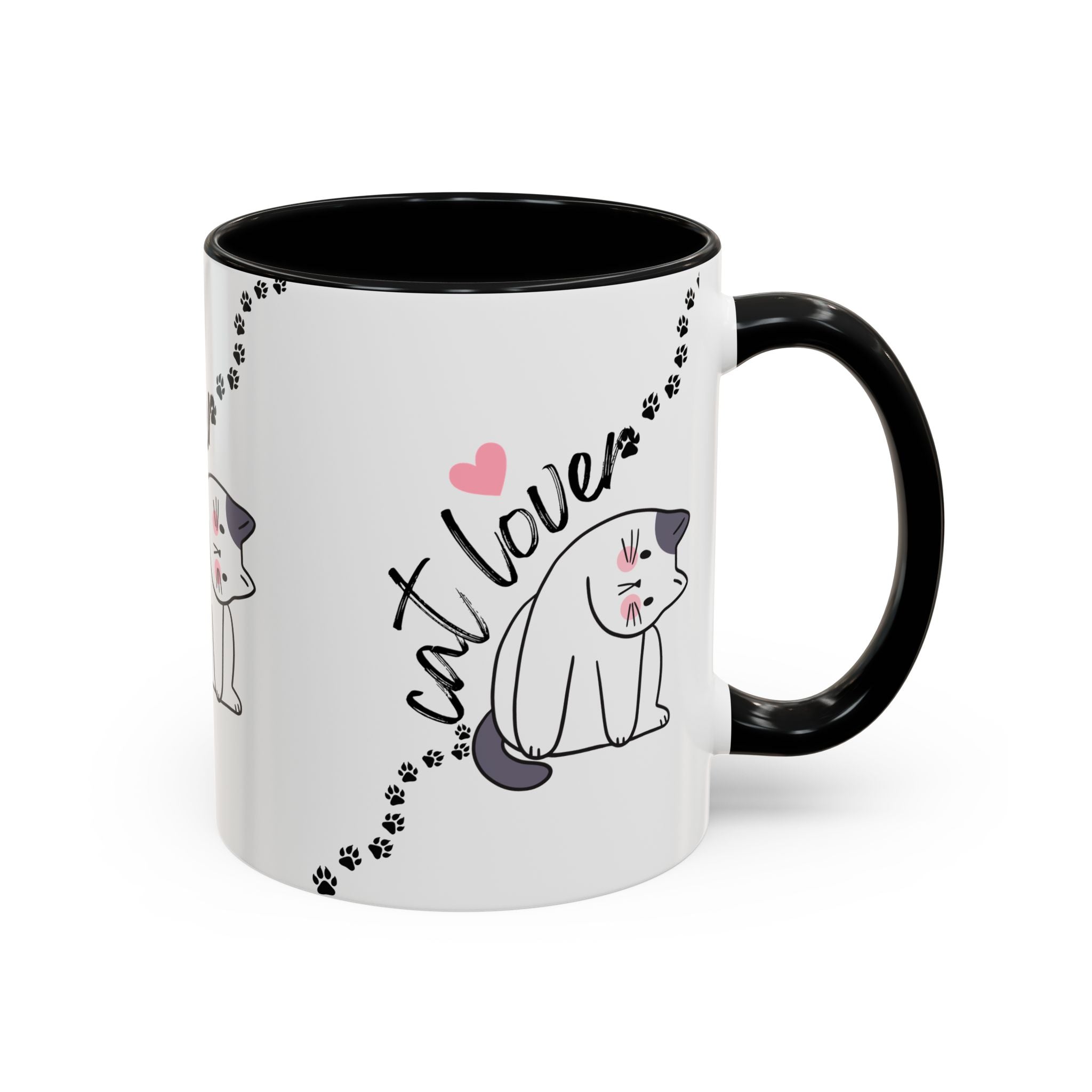 Cat Lover Coffee Mug — Cute Paw Print Accent Mug (11/15oz)