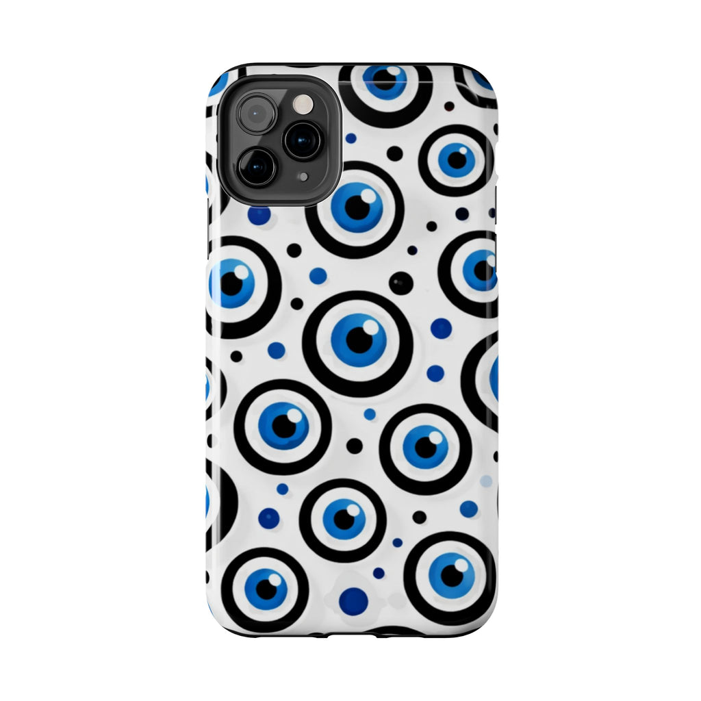 Blue Evil Eye Pattern Tough Phone Case — Protective Ceramic Nazar Design