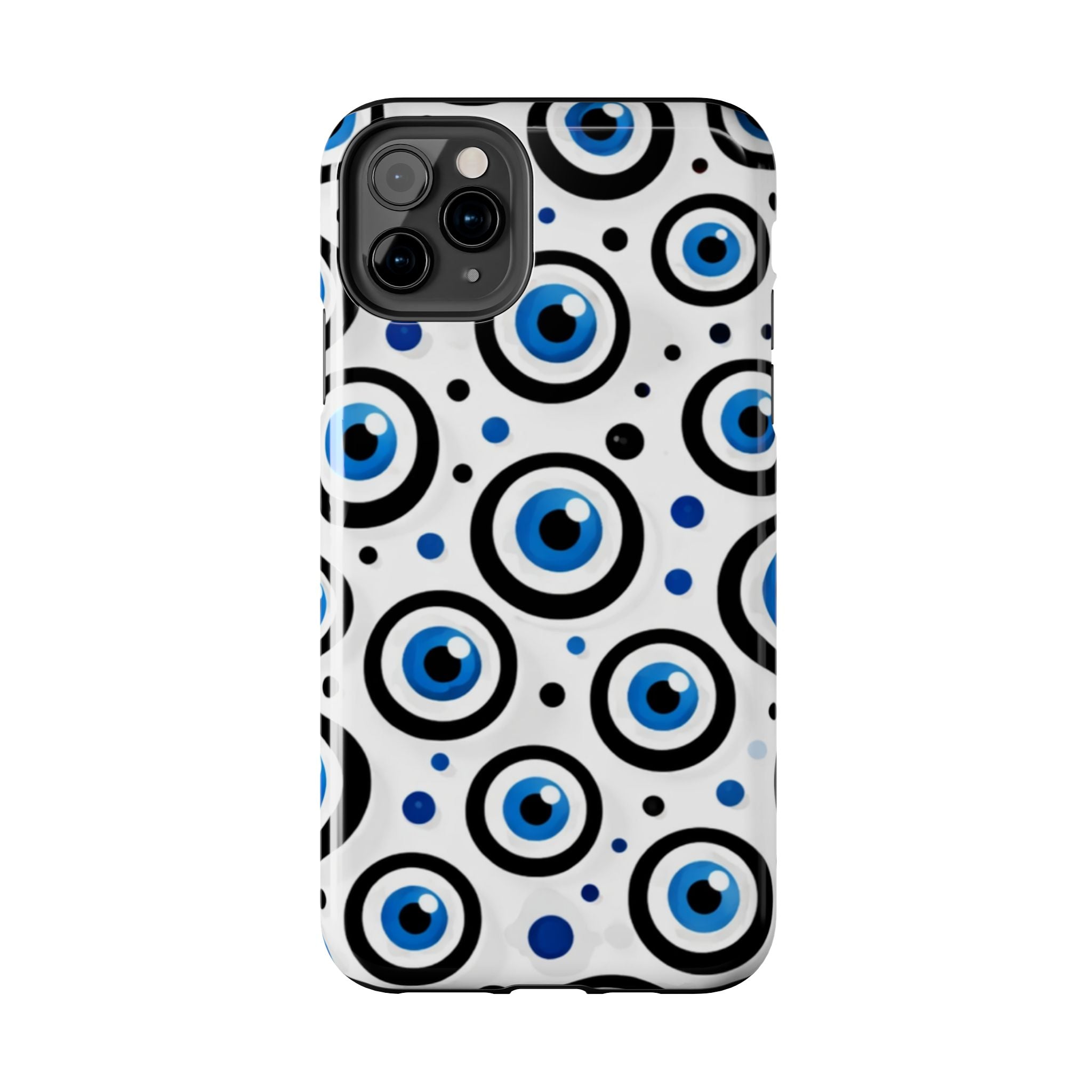 Blue Evil Eye Pattern Tough Phone Case — Protective Ceramic Nazar Design