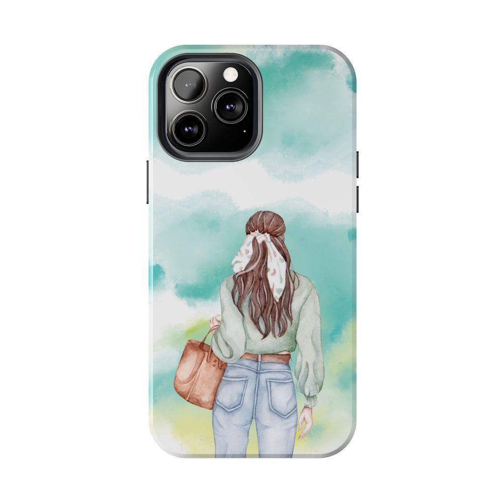 Watercolor Girl Tough Phone Case — Trendy Pastel Back-to-School Protective Cover