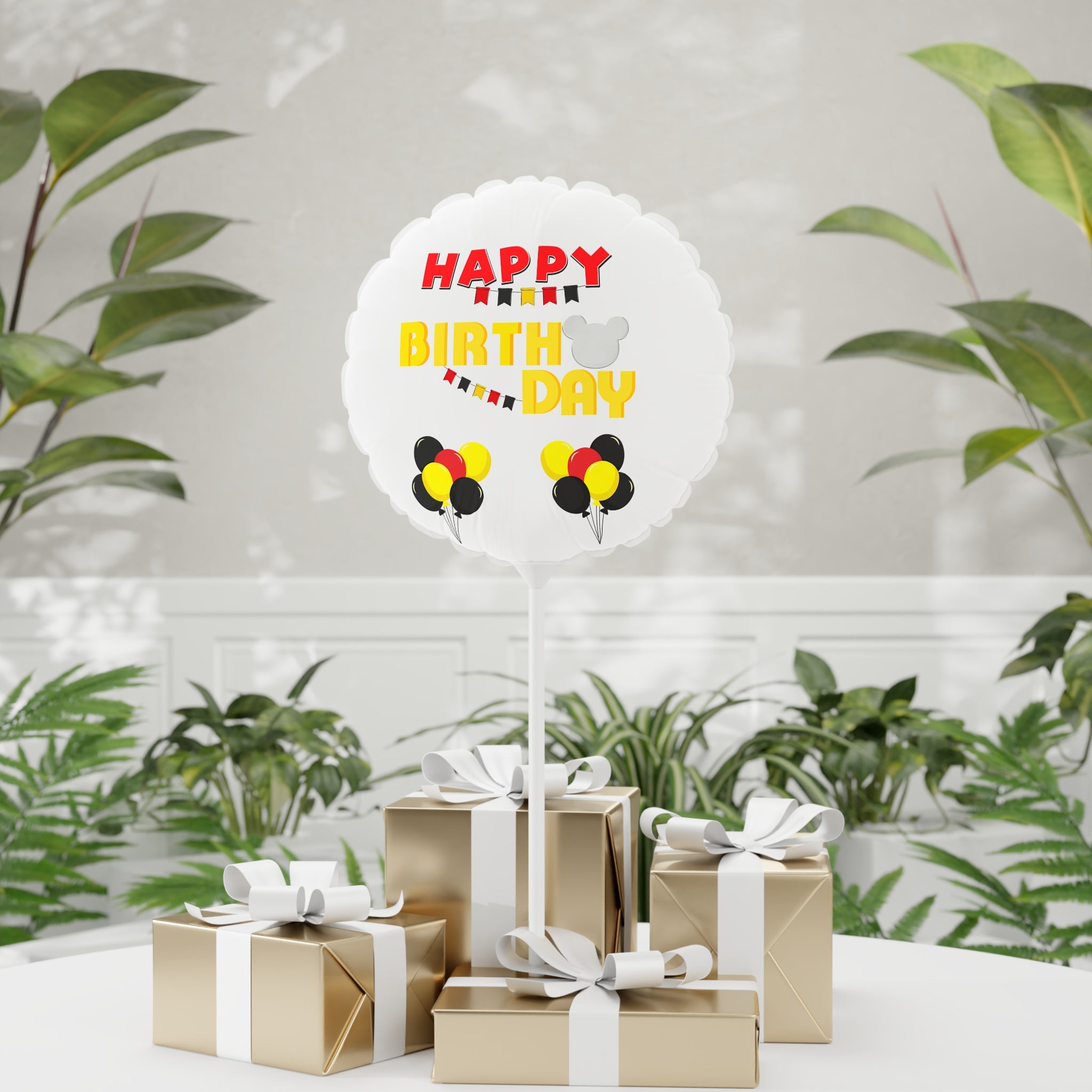 Happy Birthday Balloon — Mickey-Inspired 11" Round Foil Balloon