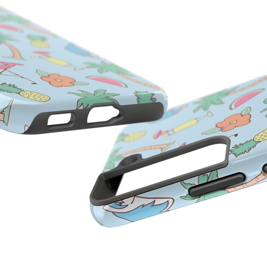Tropical Summer Tough Phone Case — Pineapple, Flamingo & Palm Pattern