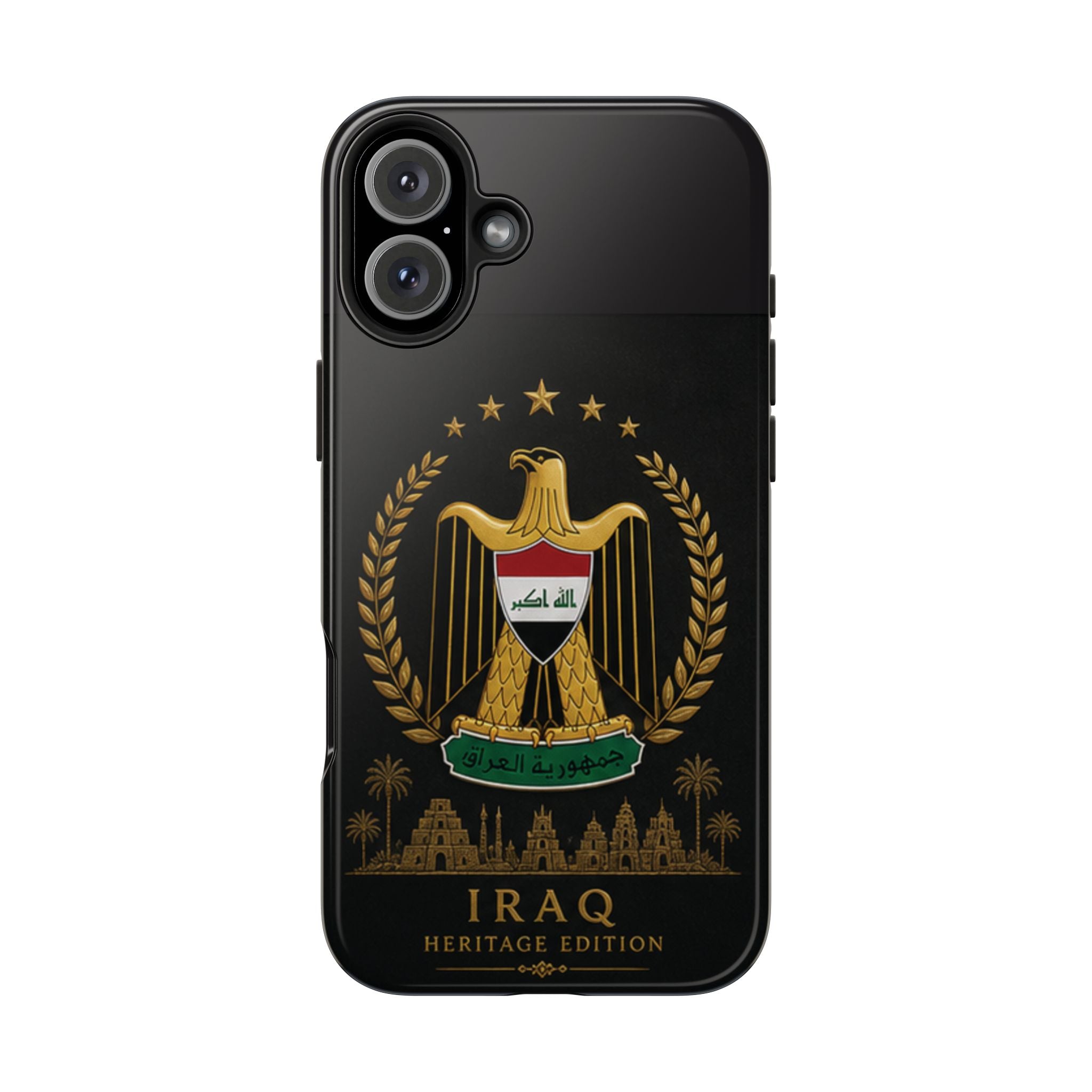Iraq Coat of Arms Tough Phone Case — Arabic ‘Allahu Akbar’ Military Eagle Design