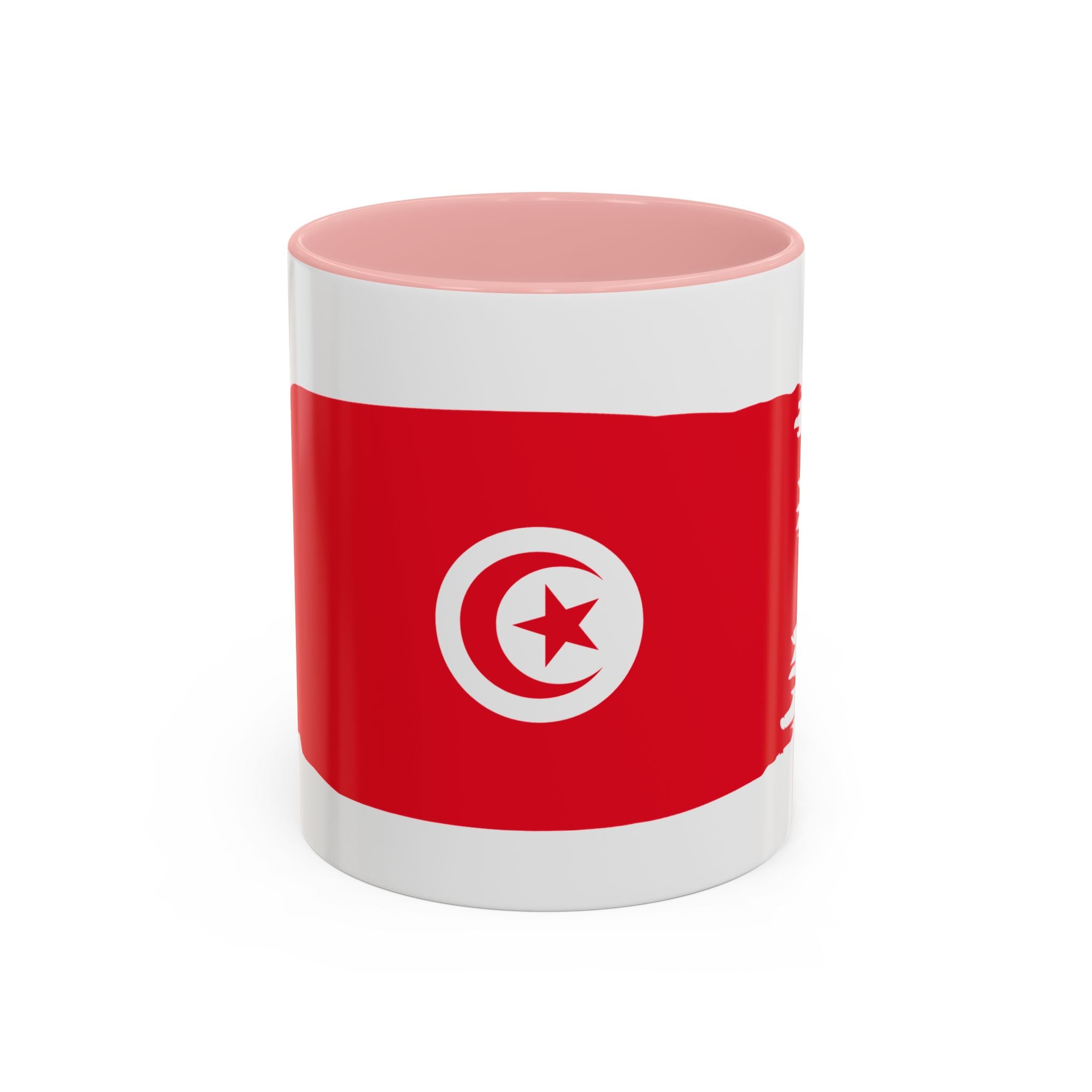 Tunisia Flag Accent Coffee Mug – Red Brushstroke Design (11/15oz)