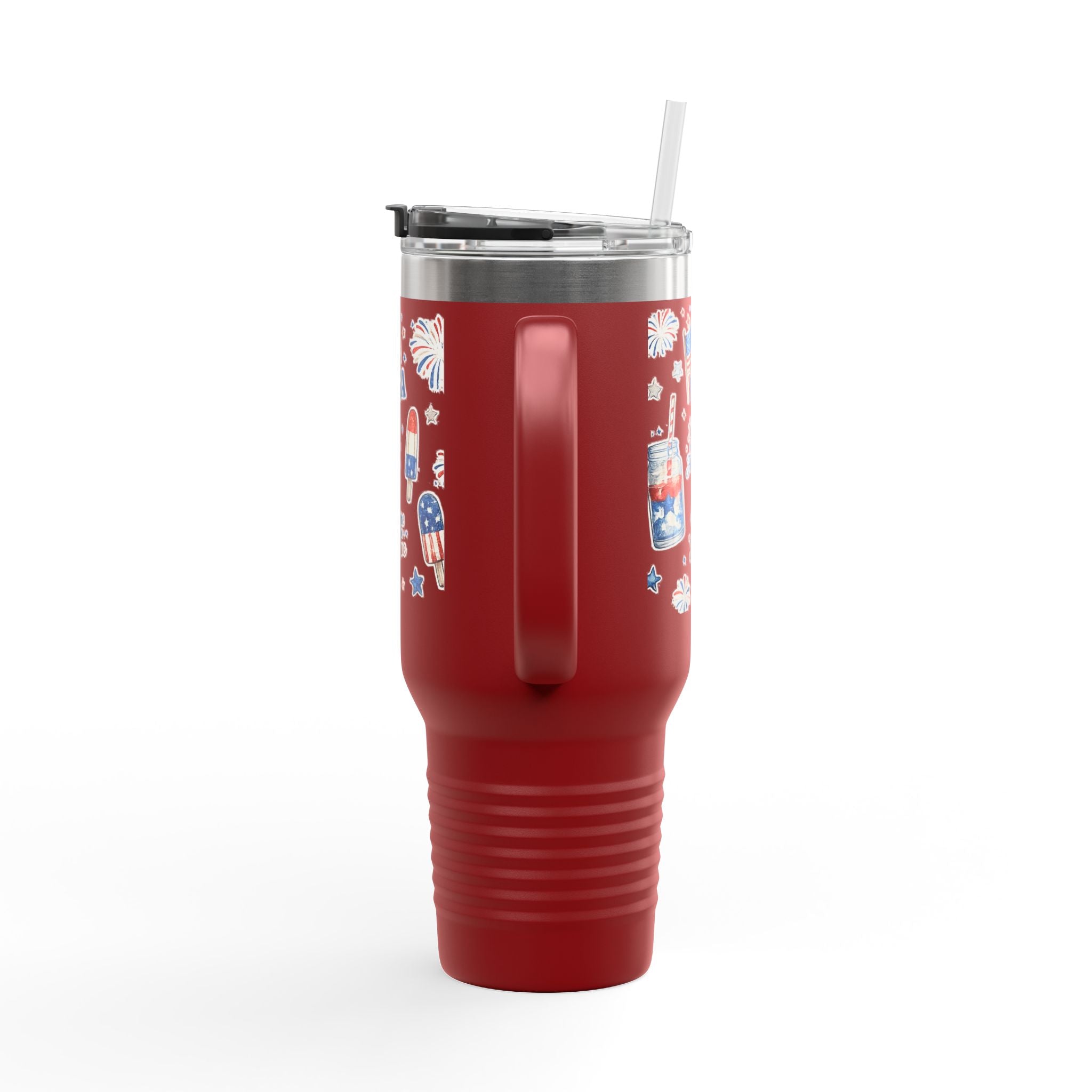 40oz Insulated Travel Mug — Patriotic USA Fourth of July Design (Land of the Free, Home of the Brave)