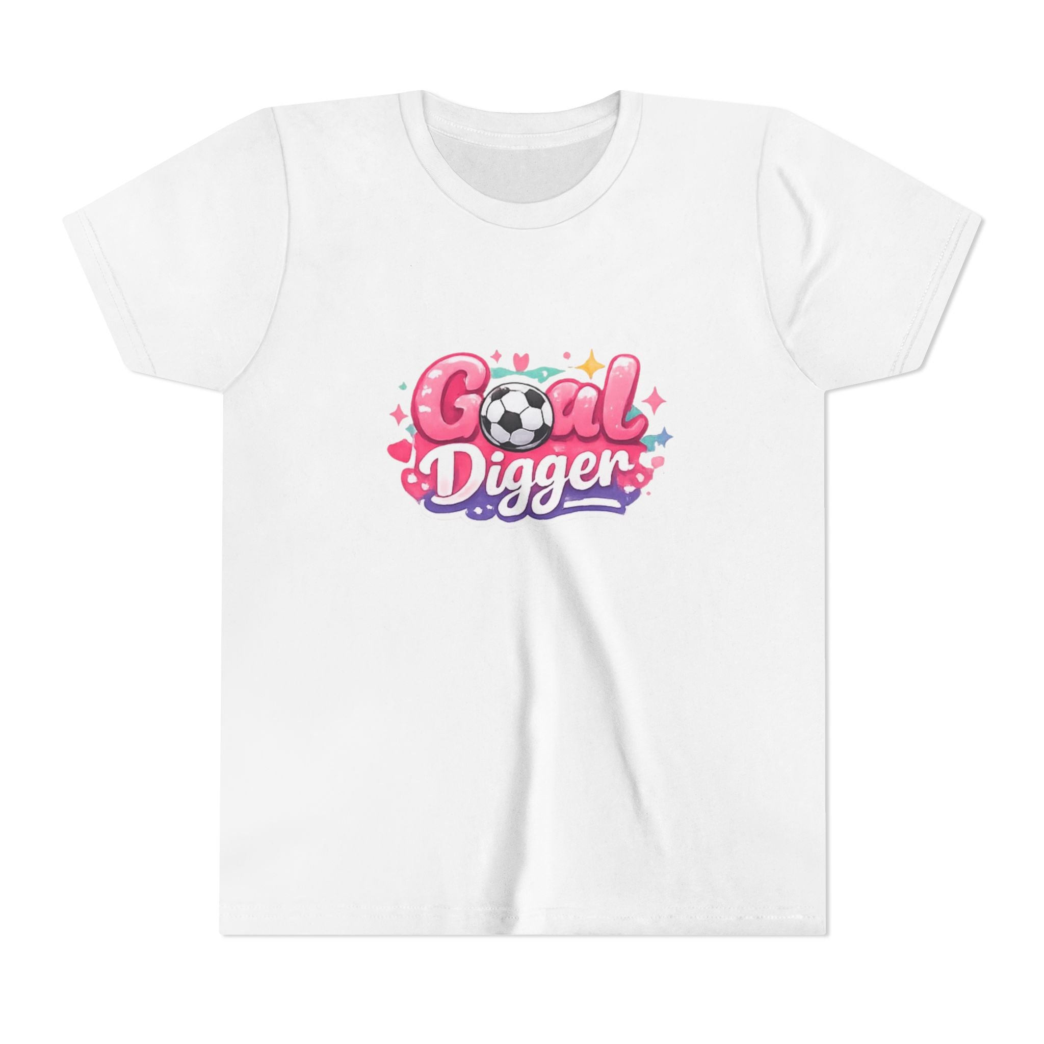 Youth Soccer Tee — "Goal Digger" Cute Pink Soccer Graphic