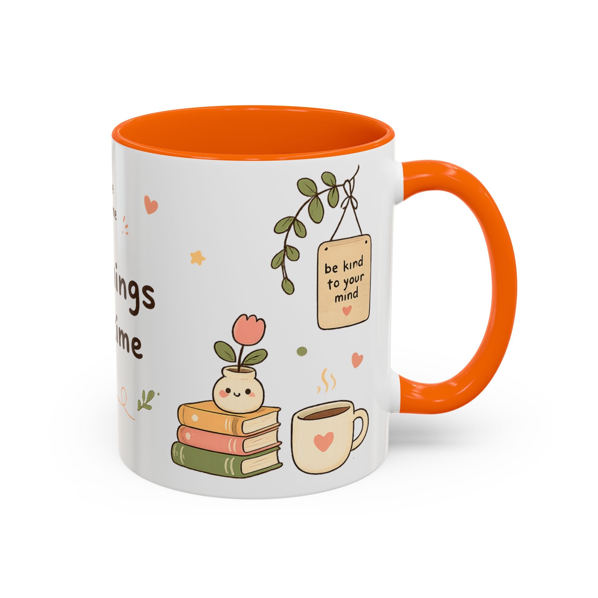 Inspirational Accent Coffee Mug — "Good Things Take Time" Motivational Ceramic Mug