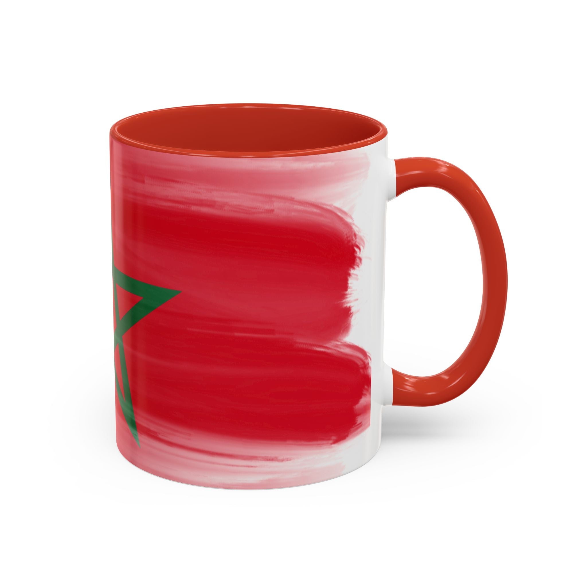 Morocco Flag Accent Coffee Mug — Red & Green Moroccan Star Design (11/15oz)
