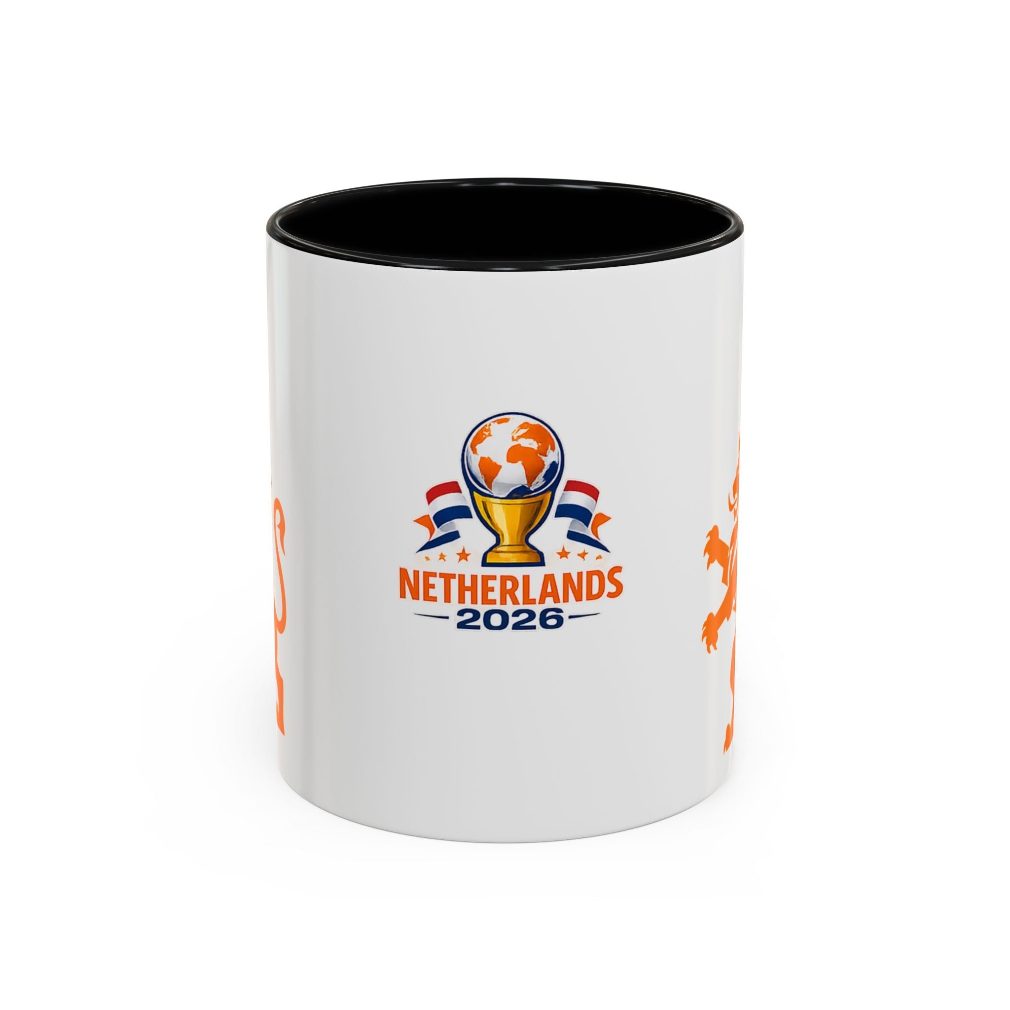 Netherlands 2026 Soccer Fan Coffee Mug — Orange Lion Accent Mug
