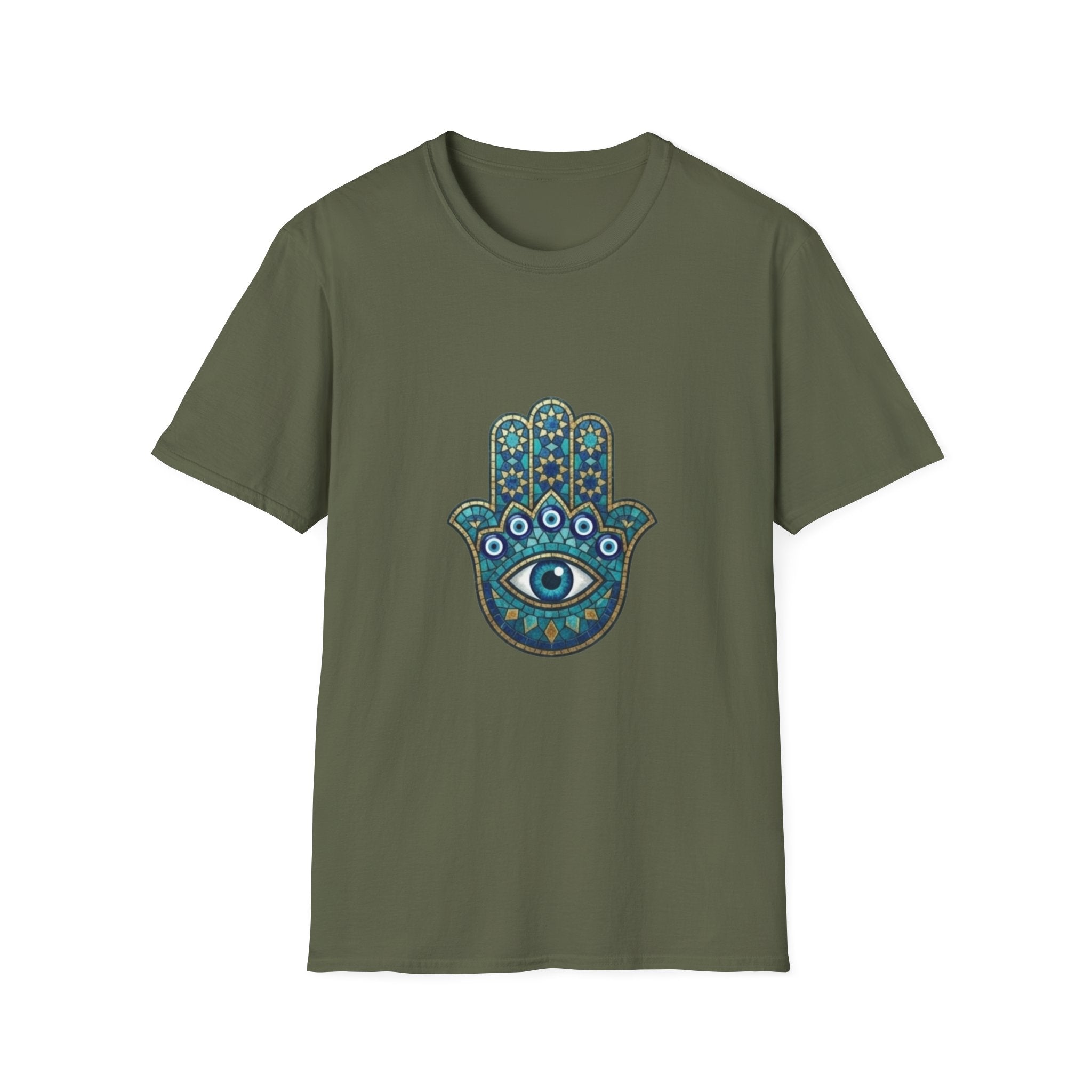 Hamsa Hand Tee with Evil Eye Print — Protective Symbol T-Shirt