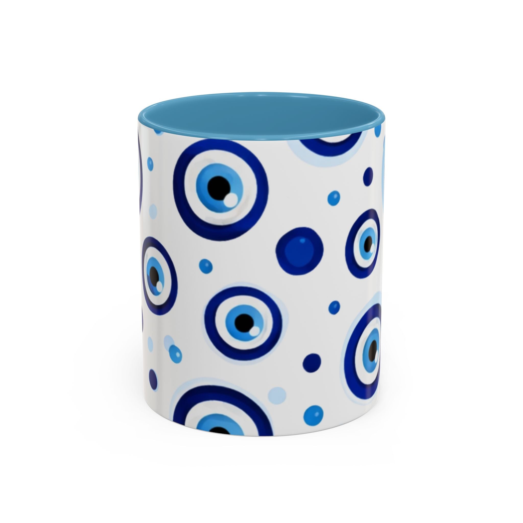 Evil Eye Accent Coffee Mug – Blue Nazar Protection Ceramic Cup (11/15oz)