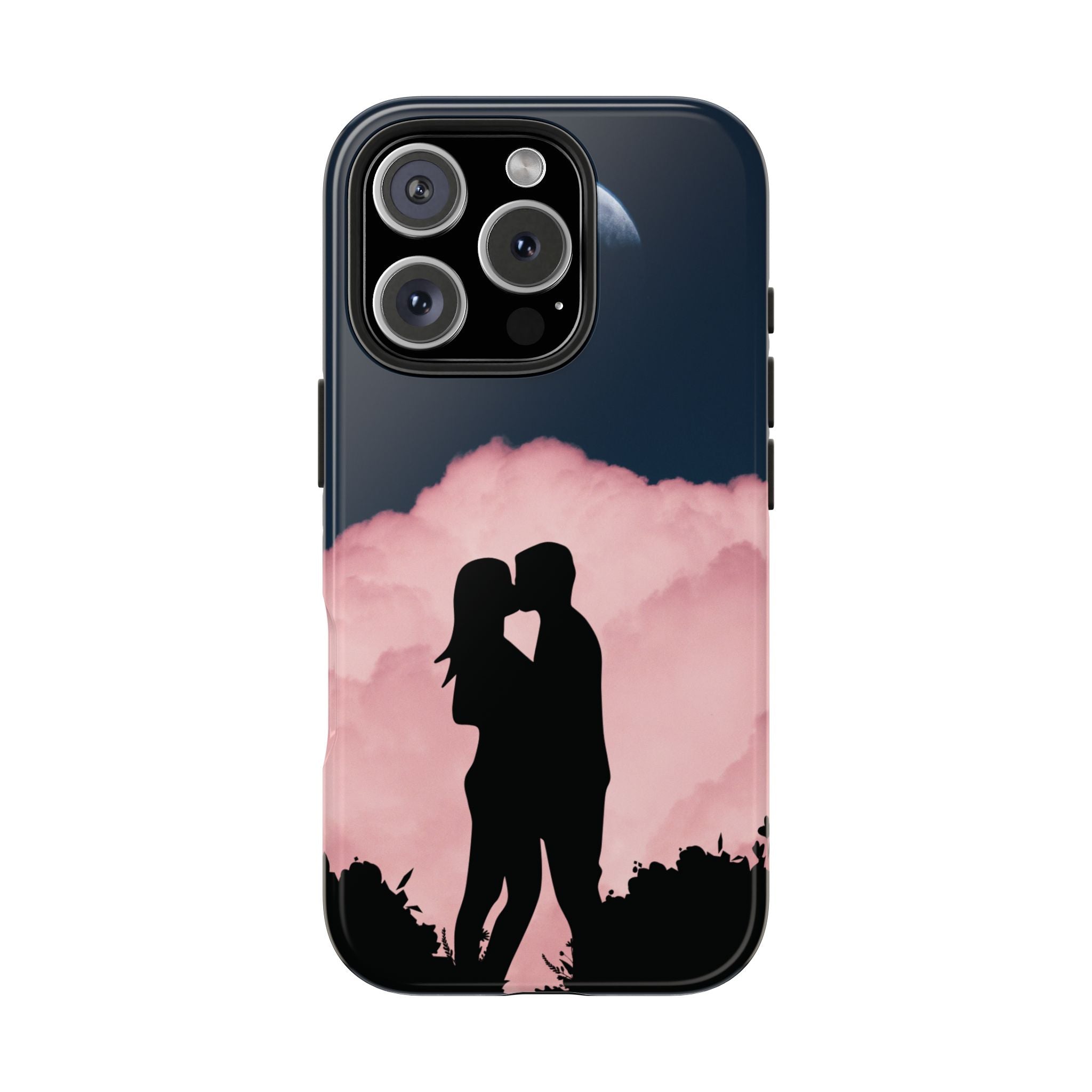 Tough Phone Case — Romantic Couple Silhouette with Moon & Pink Cloud