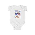 USA Baby Bodysuit - Patriotic Hearts & Ice Cream 4th of July Infant Onesie