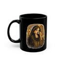 Black Ceramic Mug — Middle Eastern Tea Lady Illustration, Vintage Cultural Art Coffee Cup (11oz/15oz)
