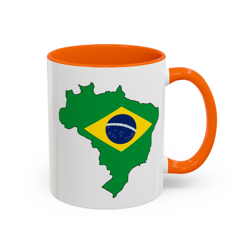 Brazil Map Coffee Mug — Brazilian Flag Accent 11/15oz