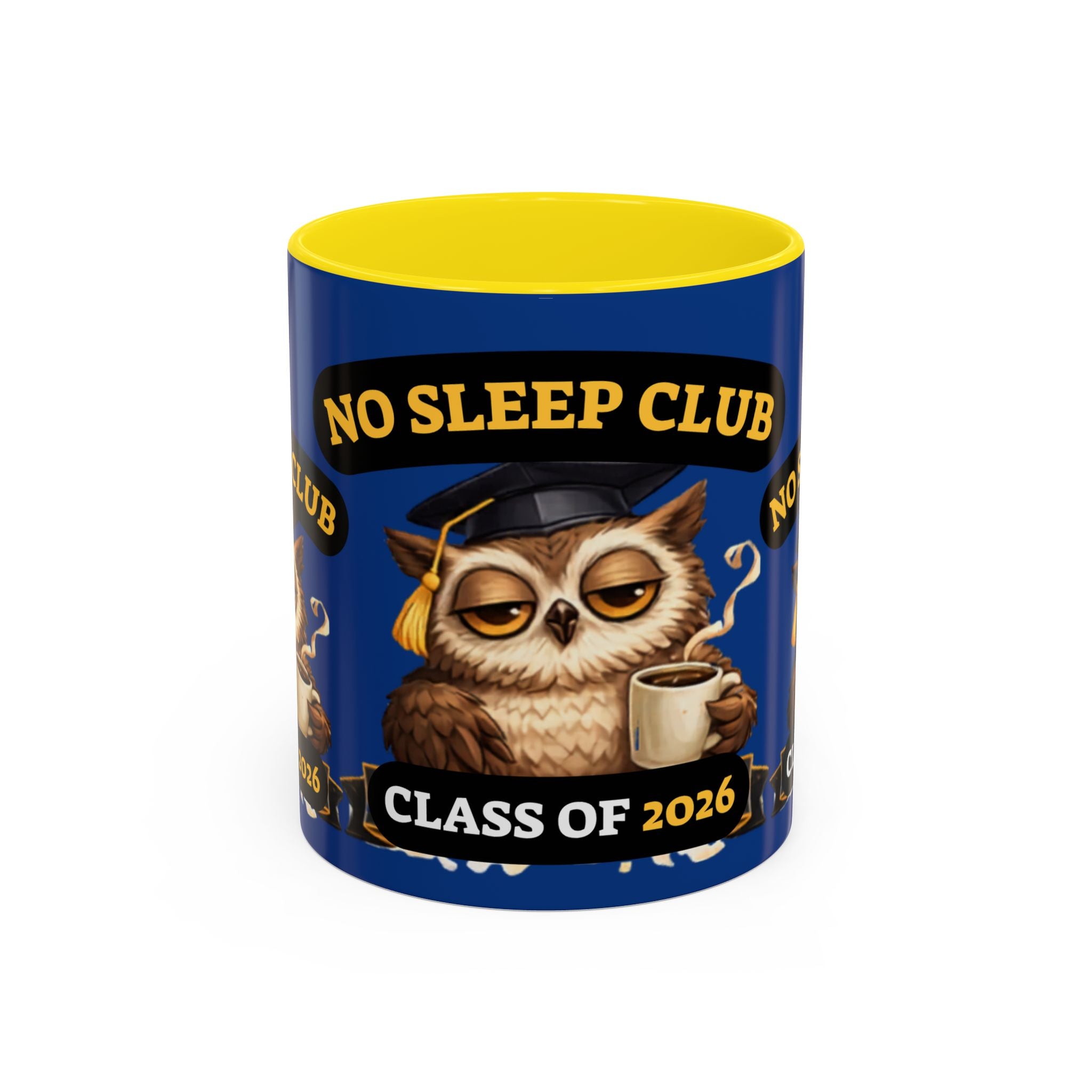 No Sleep Club Class of 2026 Coffee Mug — Graduation Owl Accent Mug (11/15oz)