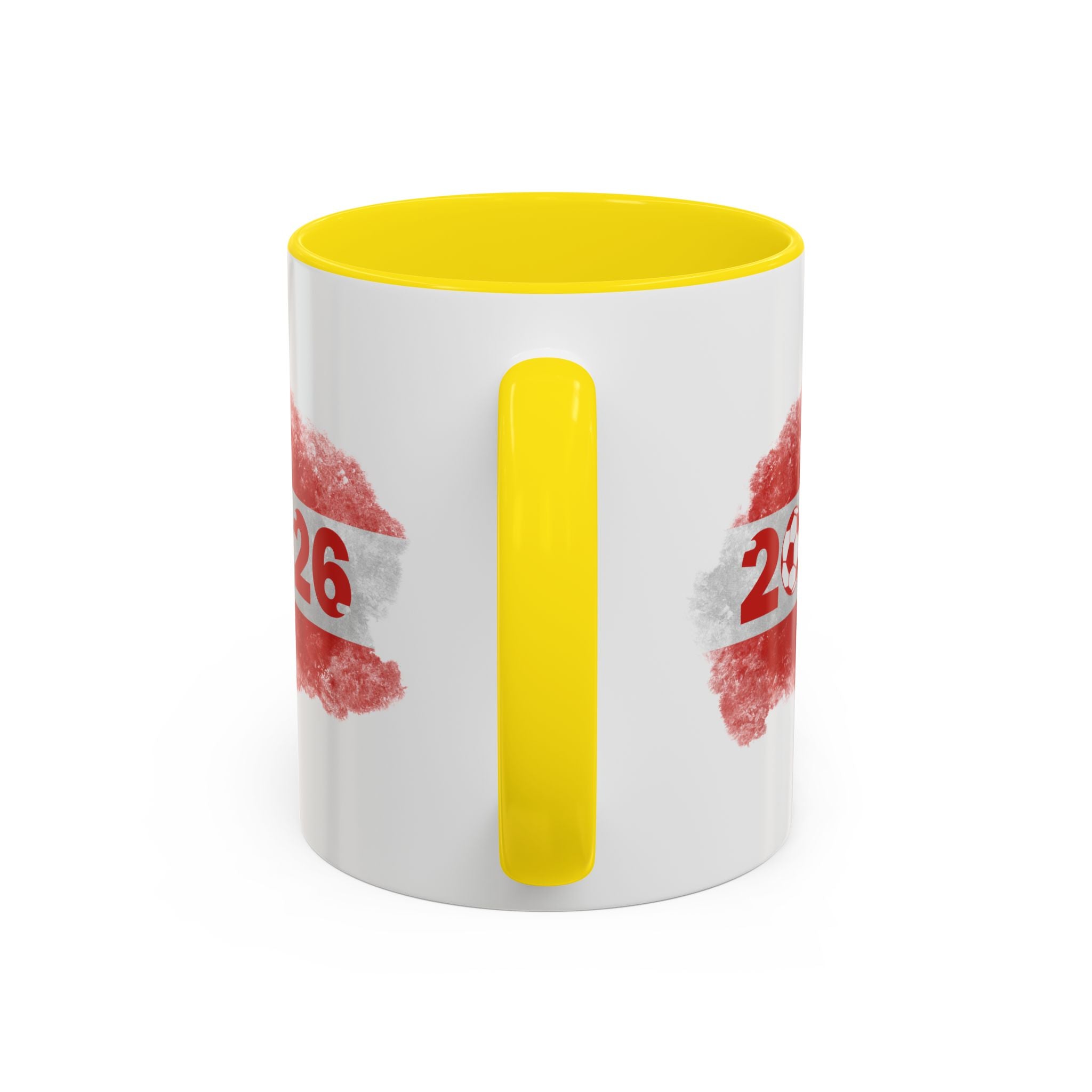 Austria 2026 Soccer Cup Accent Coffee Mug — Red Flag & Trophy Design (11/15oz)