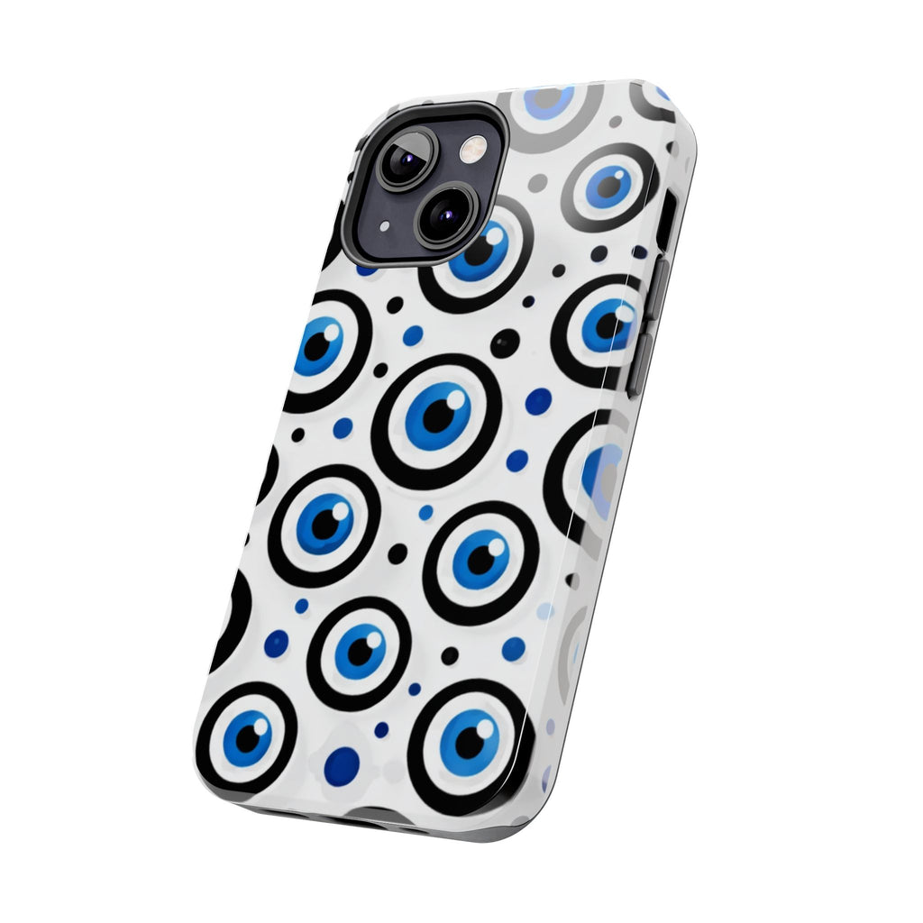 Blue Evil Eye Pattern Tough Phone Case — Protective Ceramic Nazar Design