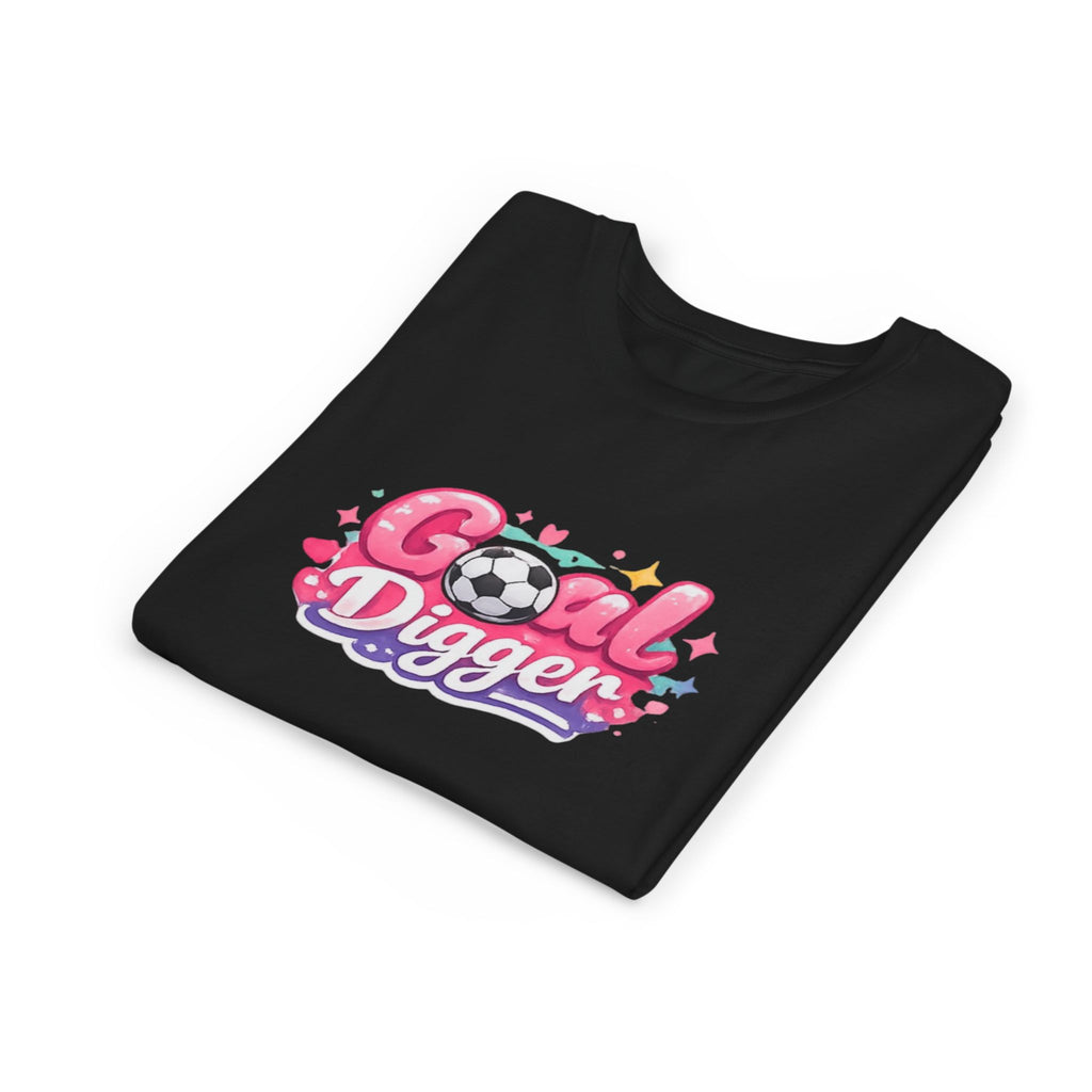 Youth Soccer Tee — "Goal Digger" Cute Pink Soccer Graphic