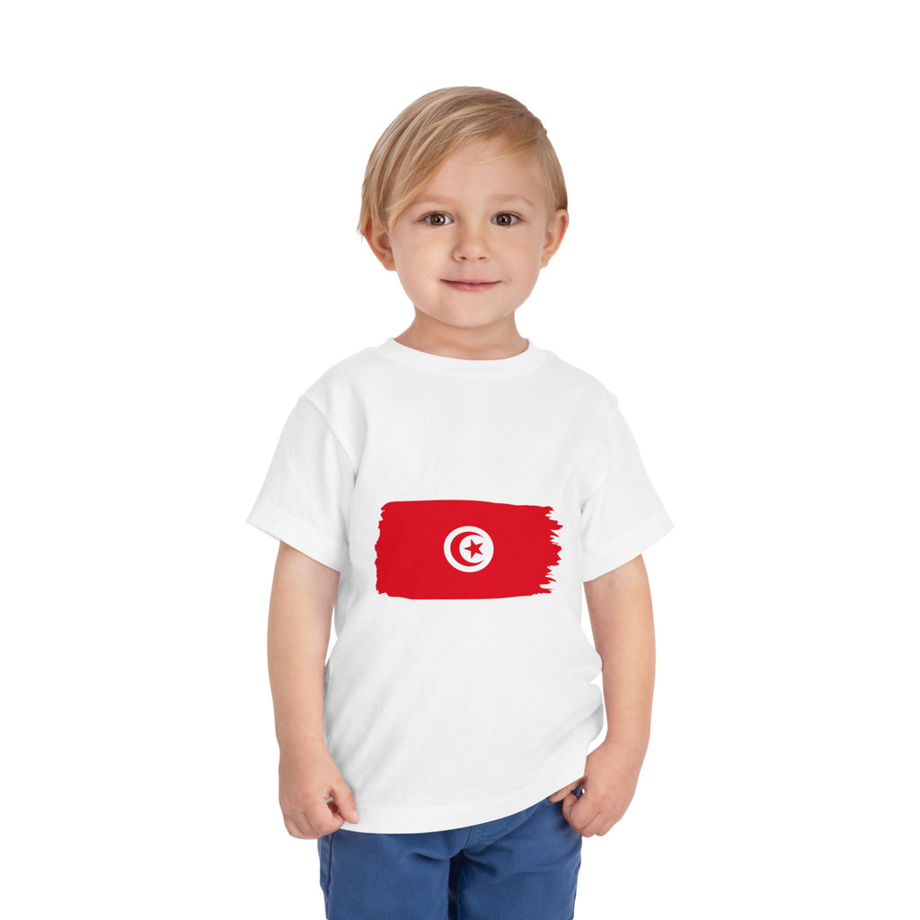 Tunisian Toddler Tee — Tunisia Flag Brushstroke Kids Shirt (Tunisia 2026)