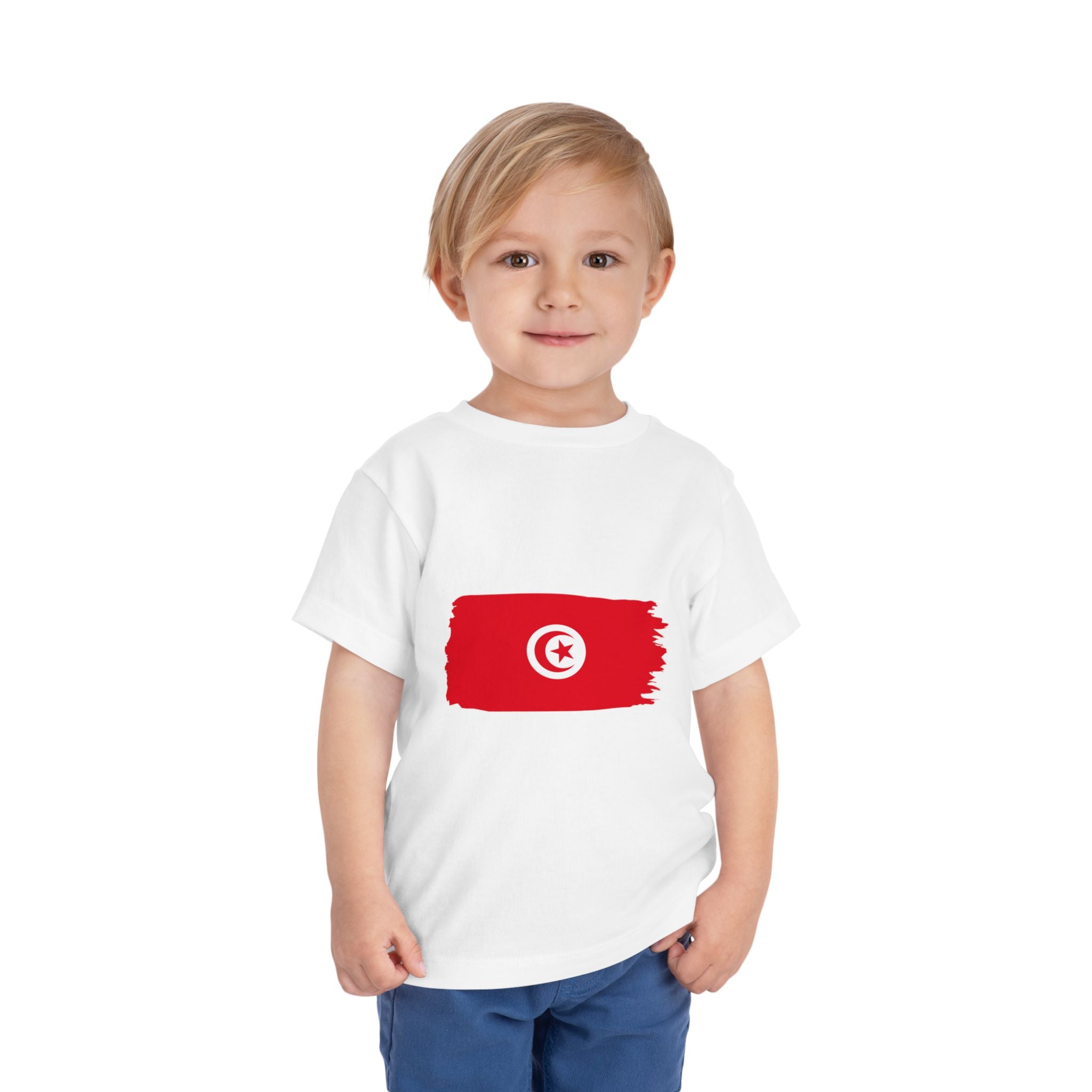 Tunisian Toddler Tee — Tunisia Flag Brushstroke Kids Shirt (Tunisia 2026)