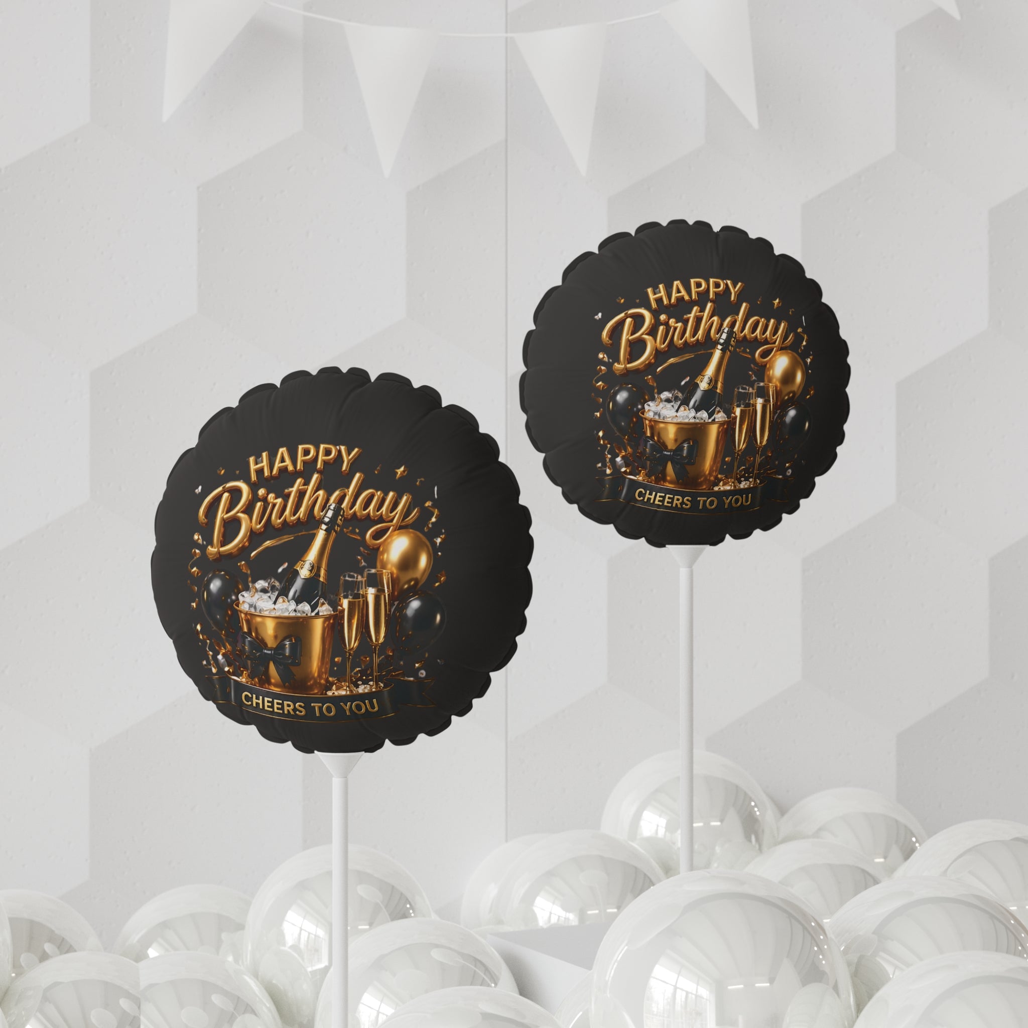 Happy Birthday Champagne Balloon — 11" Round Foil 'Cheers to You'