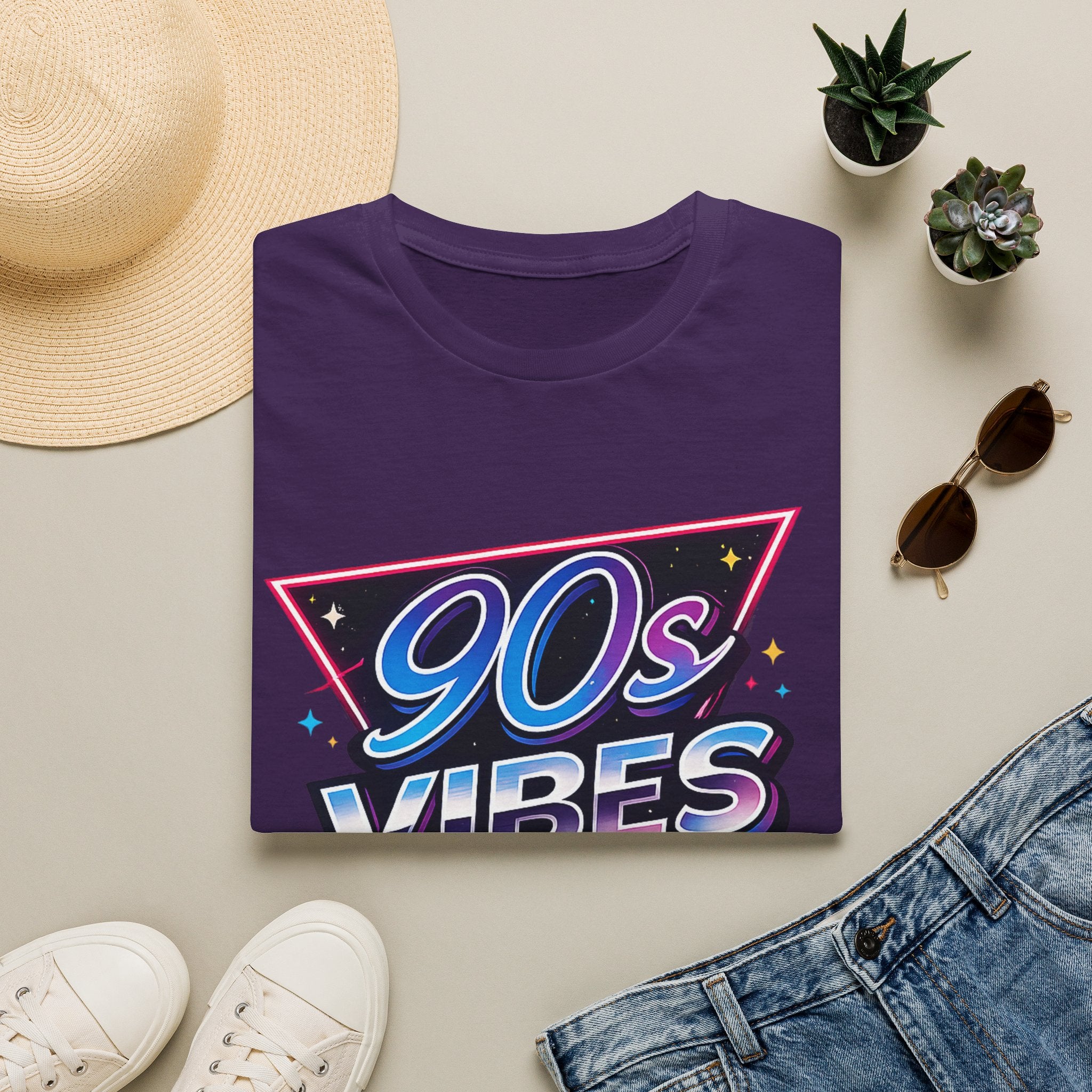 90s Vibes T-Shirt — Retro Neon Graphic Tee