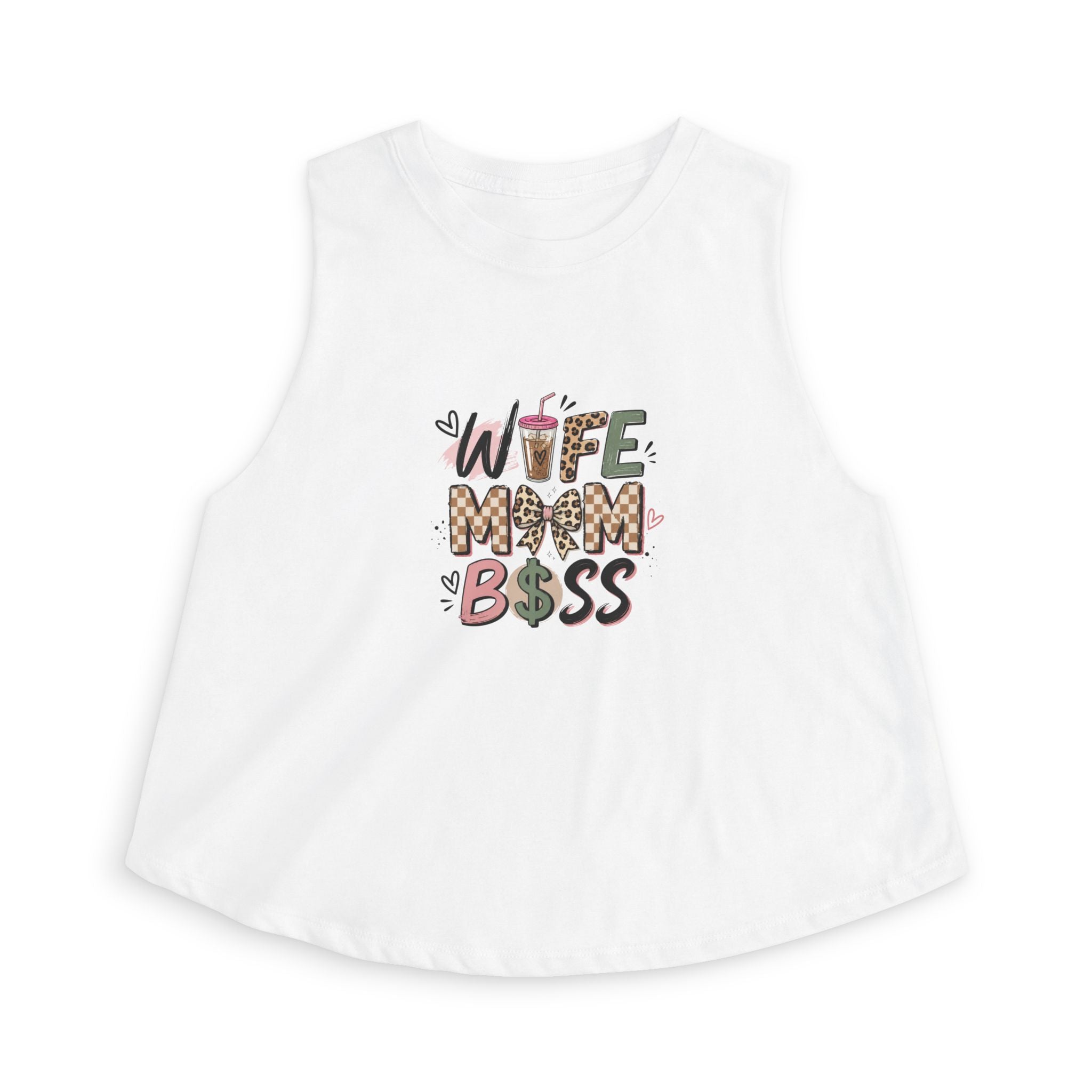Wife Mom Boss Crop Top — Graphic Women's Cropped Tank for Moms