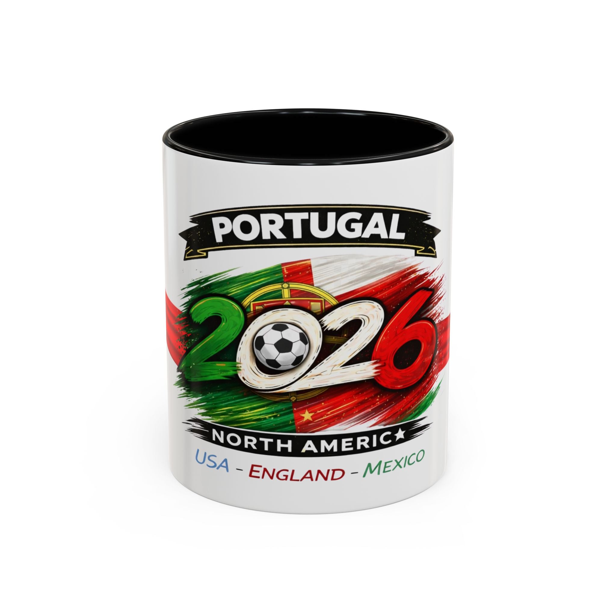Portugal 2026 Soccer Cup Accent Coffee Mug — USA England Mexico Host Nations